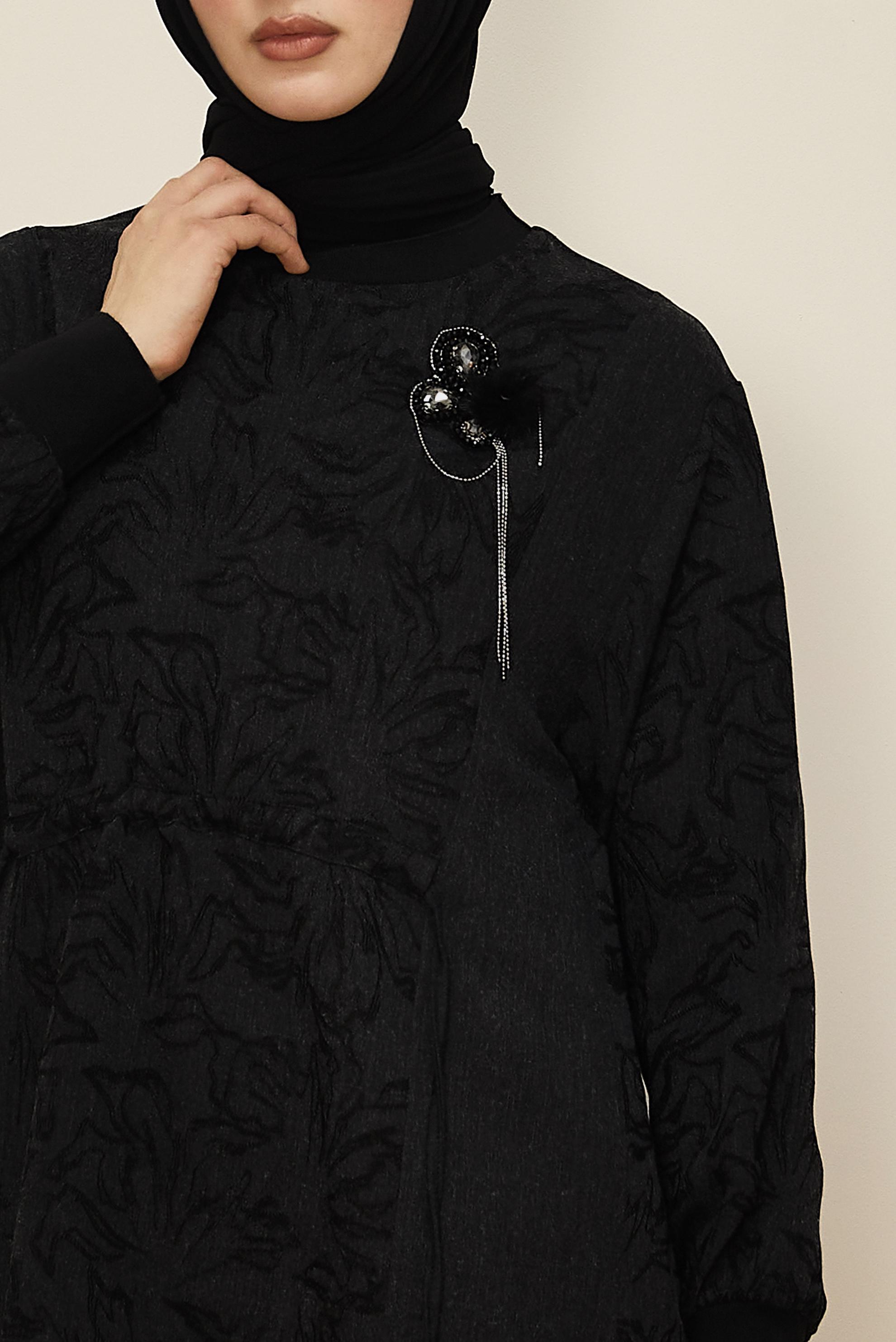 Tesettür giyim SİYAH JAKAR TUNİK 46129