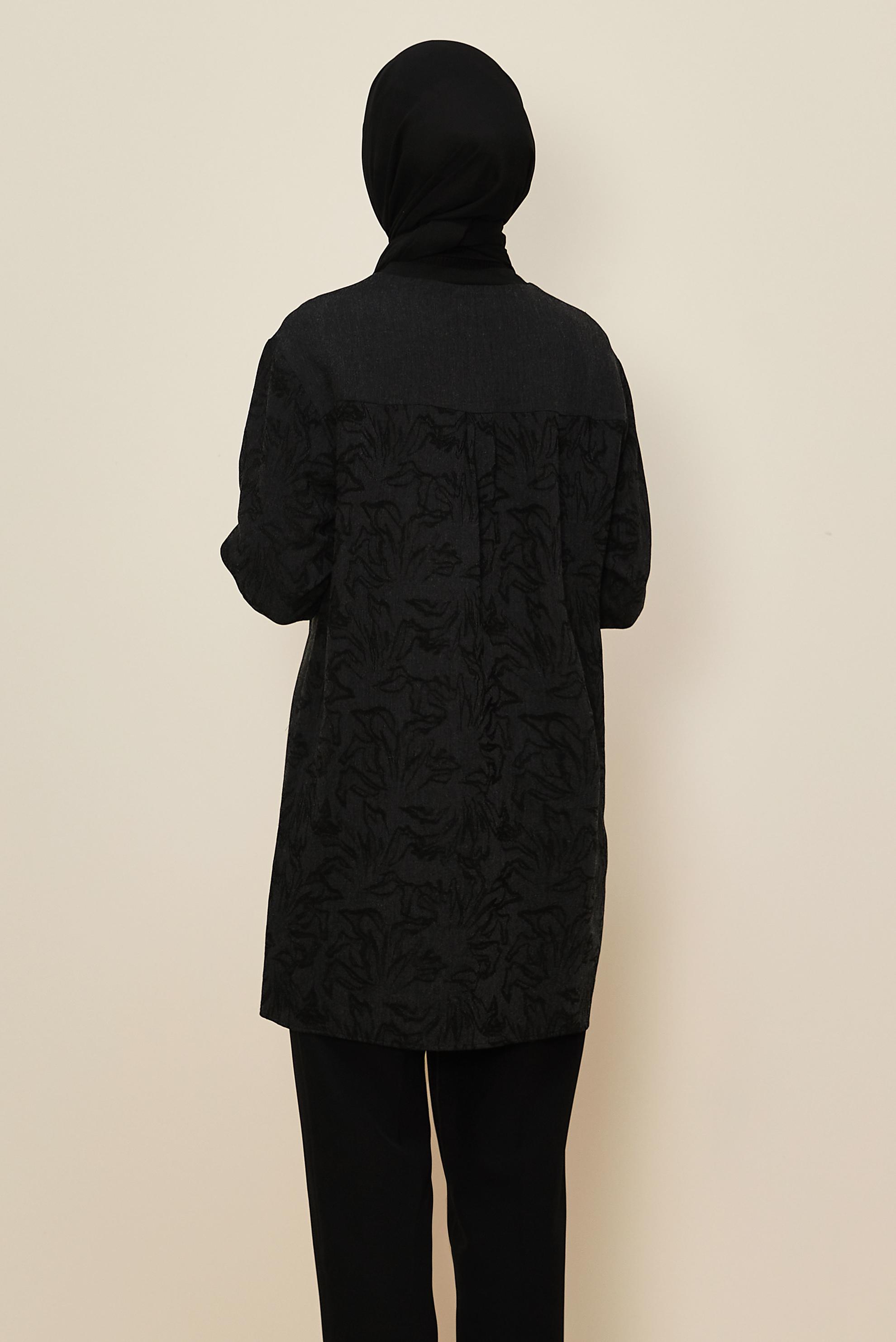 Tesettür giyim SİYAH JAKAR TUNİK 46129