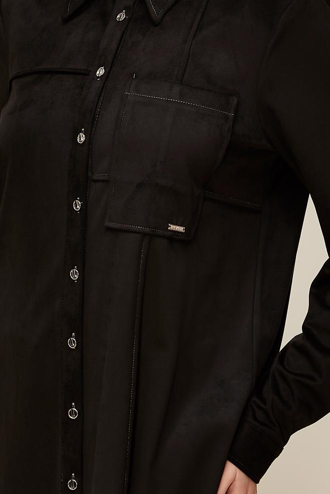 Tesettür giyim SİYAH SÜET TUNİK 46131 - ALVİNA