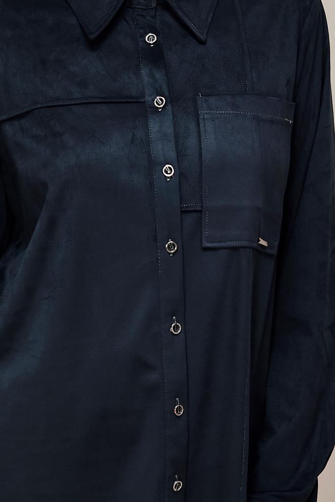 Tesettür giyim LACİVERT SÜET TUNİK 46131 - ALVİNA