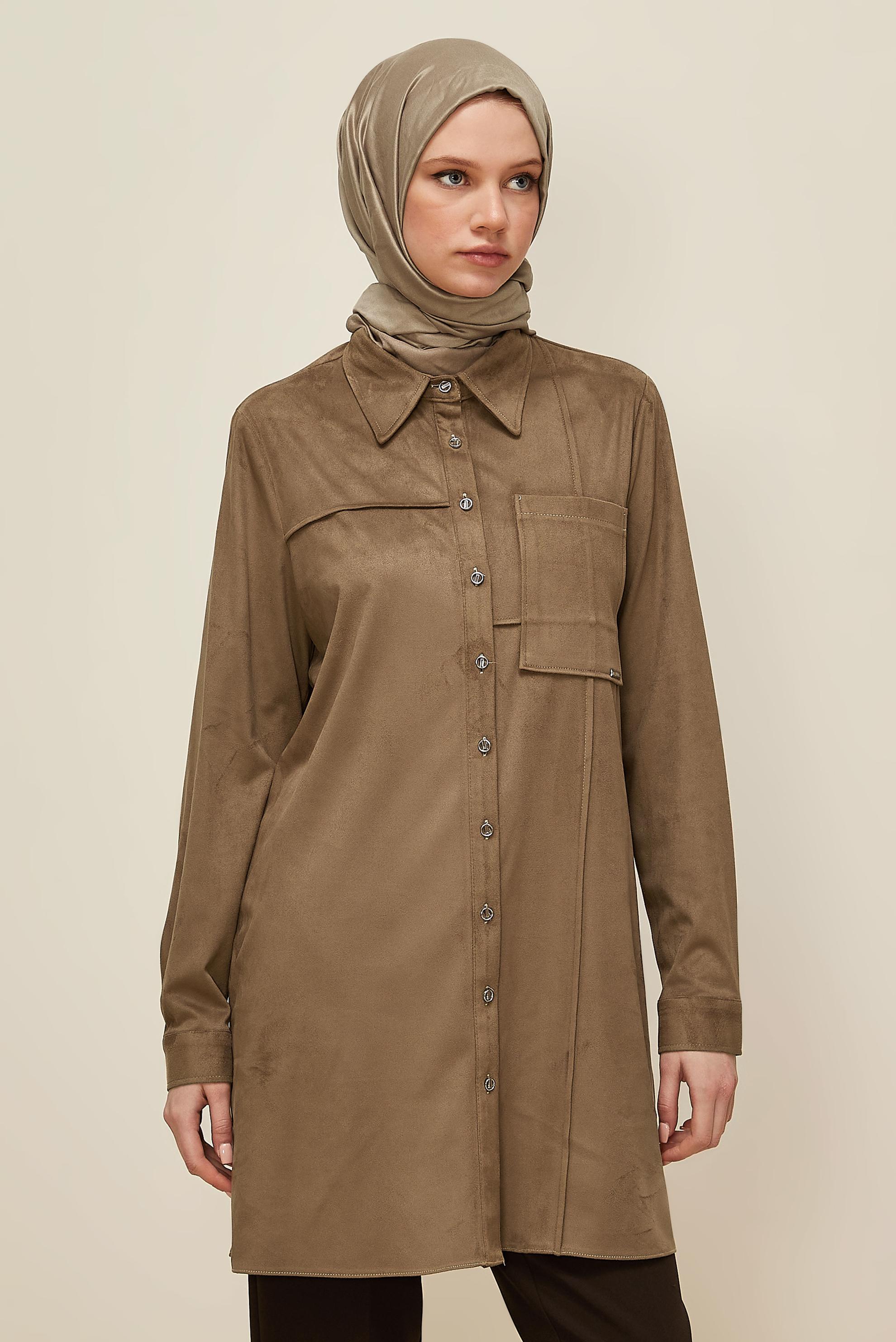 Tesettür giyim VİZON SÜET TUNİK 46131