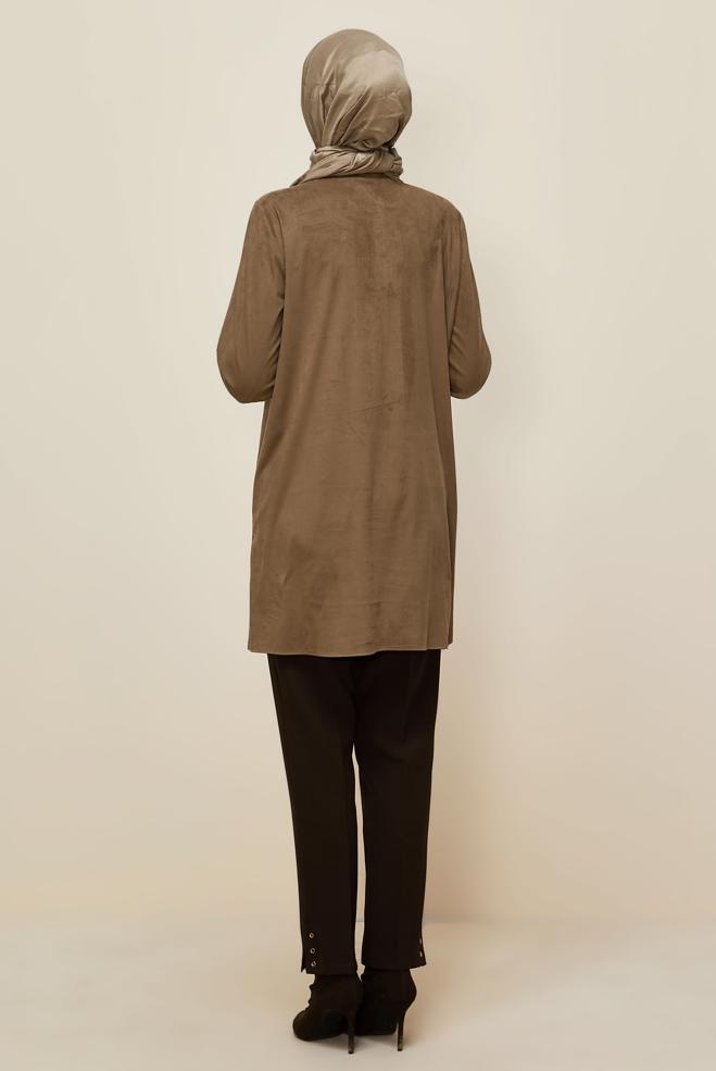 Tesettür giyim VİZON SÜET TUNİK 46131 - ALVİNA