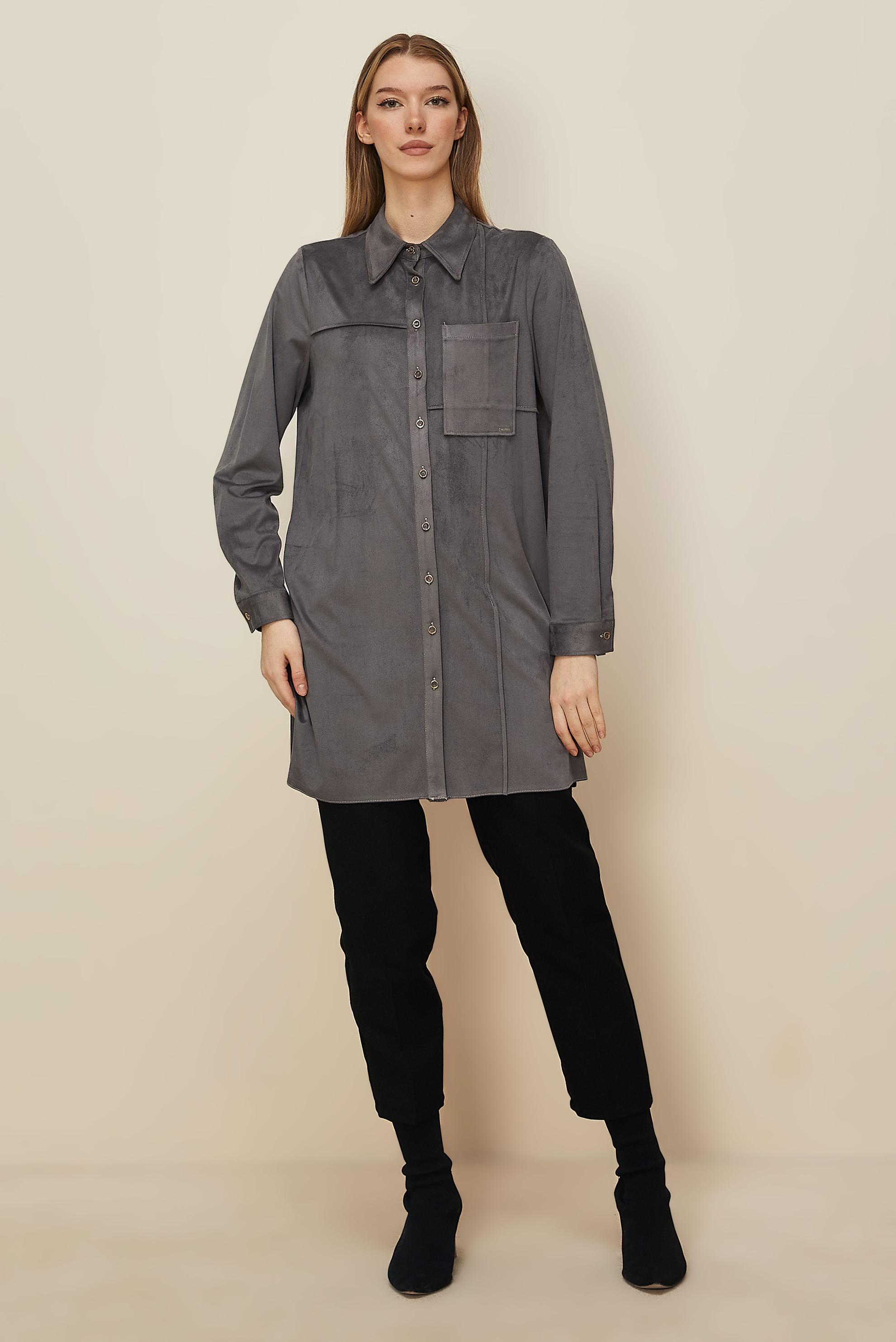 Hijab clothing GREY SUEDE TUNIC 46131