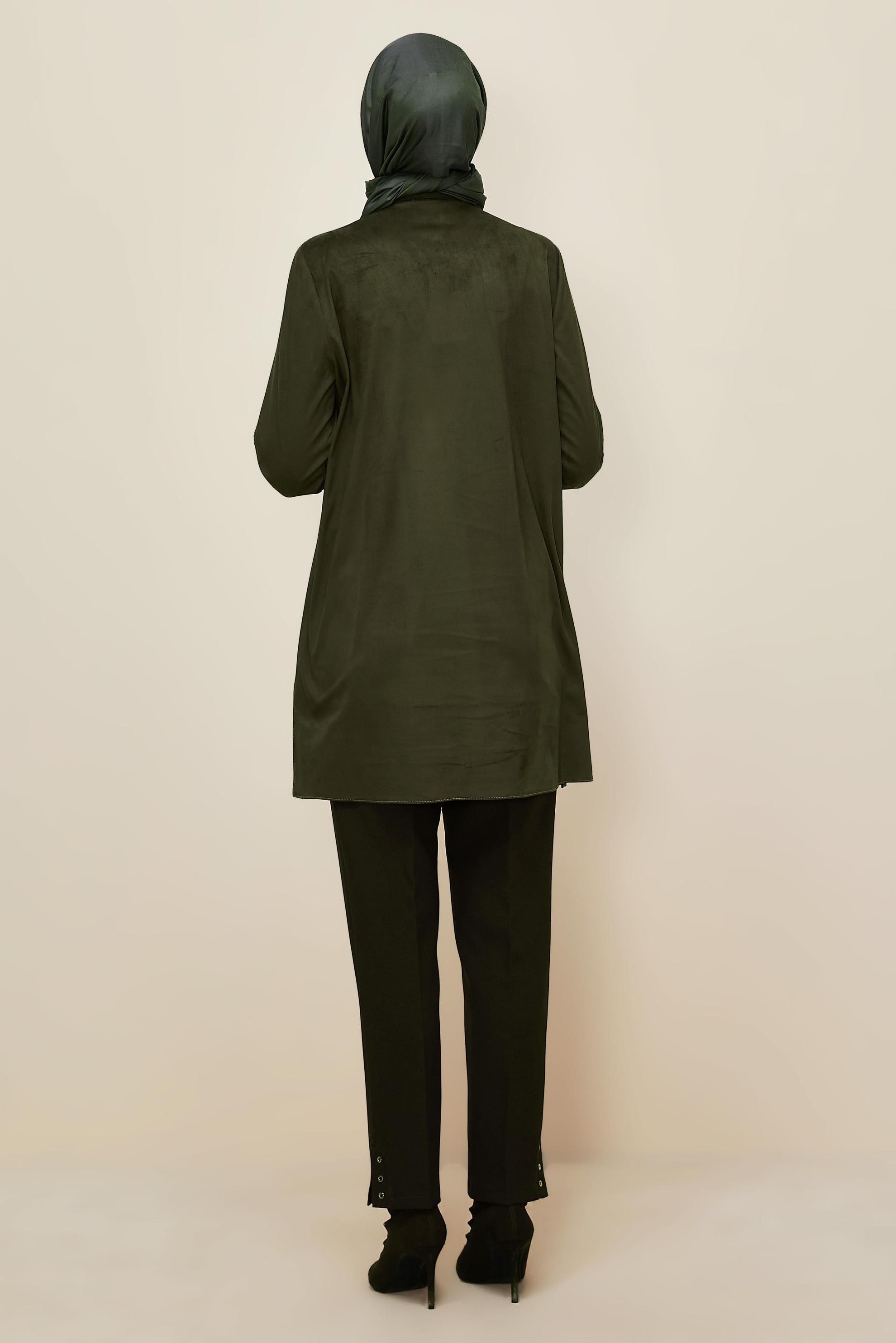 Tesettür giyim HAKİ SÜET TUNİK 46131