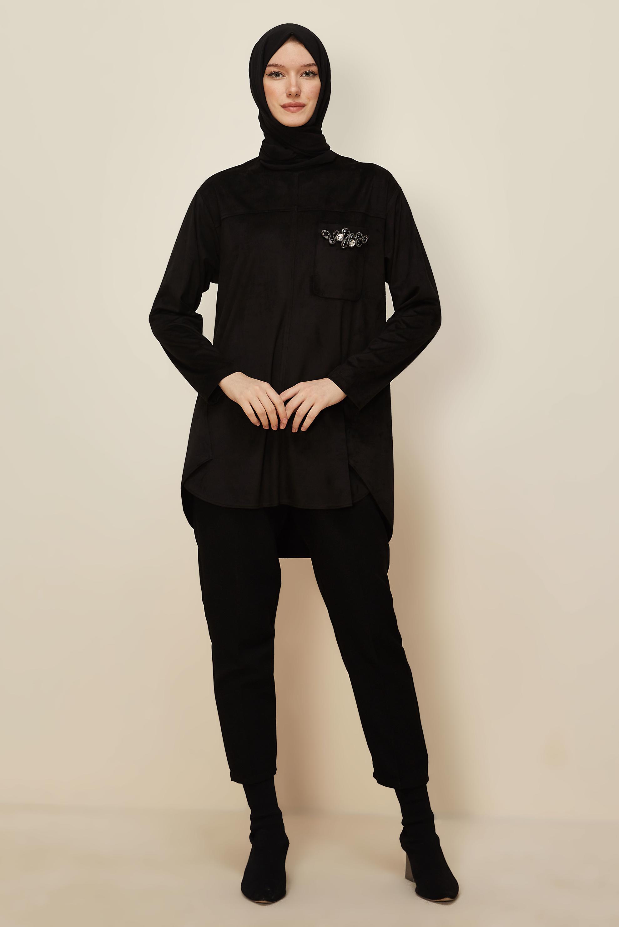 Hijab clothing BLACK SUEDE TUNIC 46136