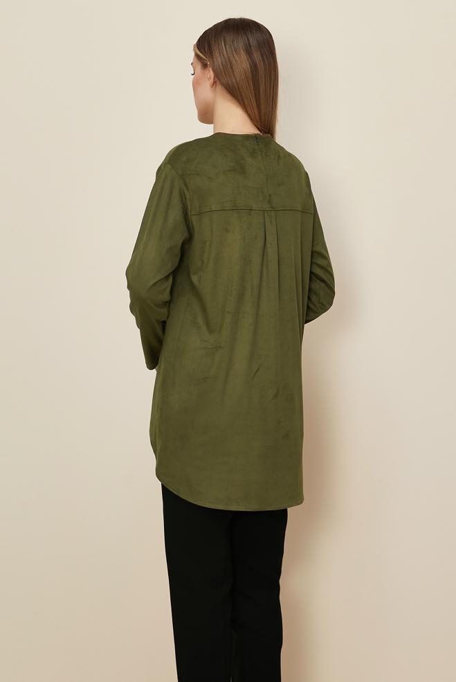 Tesettür giyim HAKİ SÜET TUNİK 46136 - ALVİNA