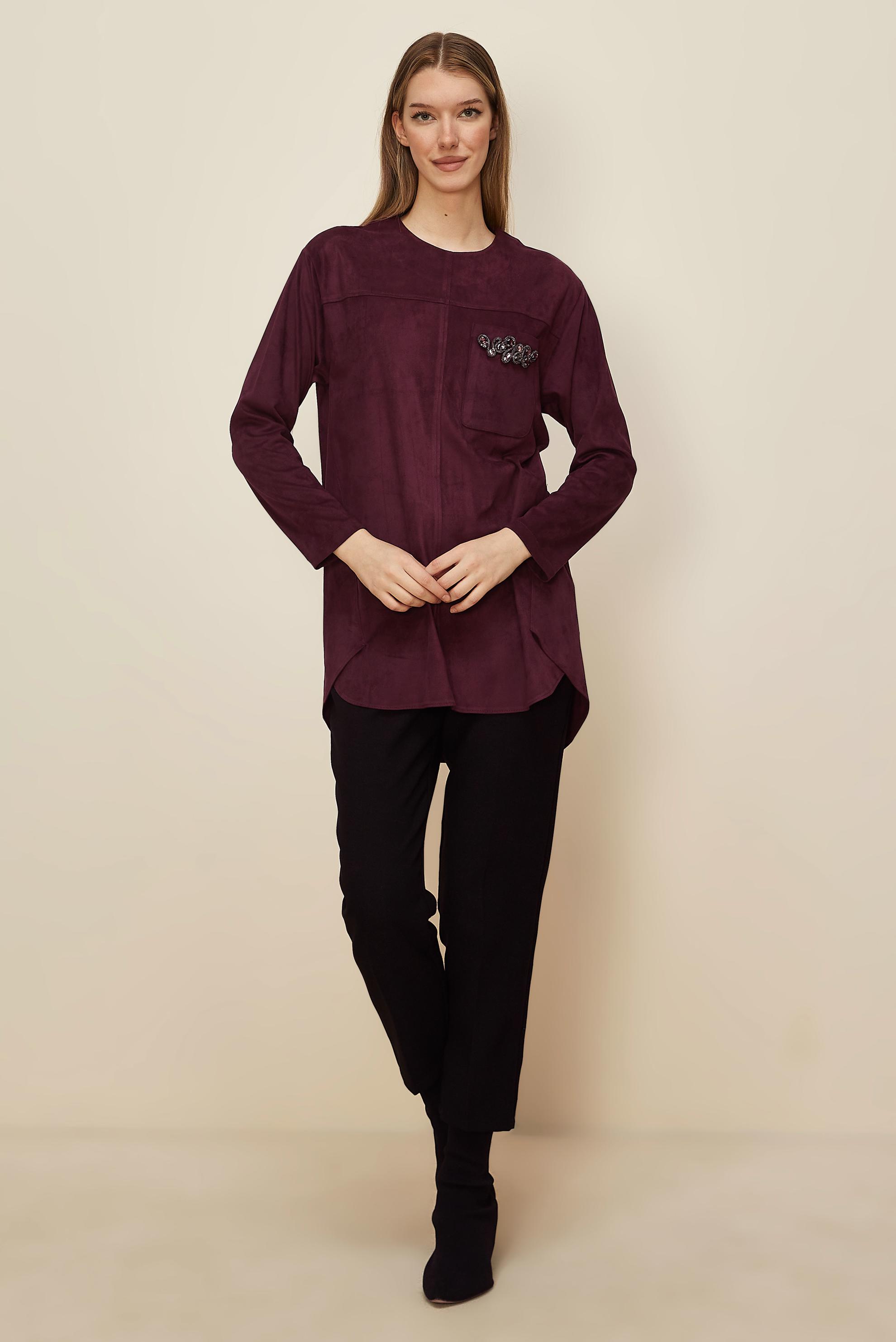 Hijab clothing CLARET RED SUEDE TUNIC 46136