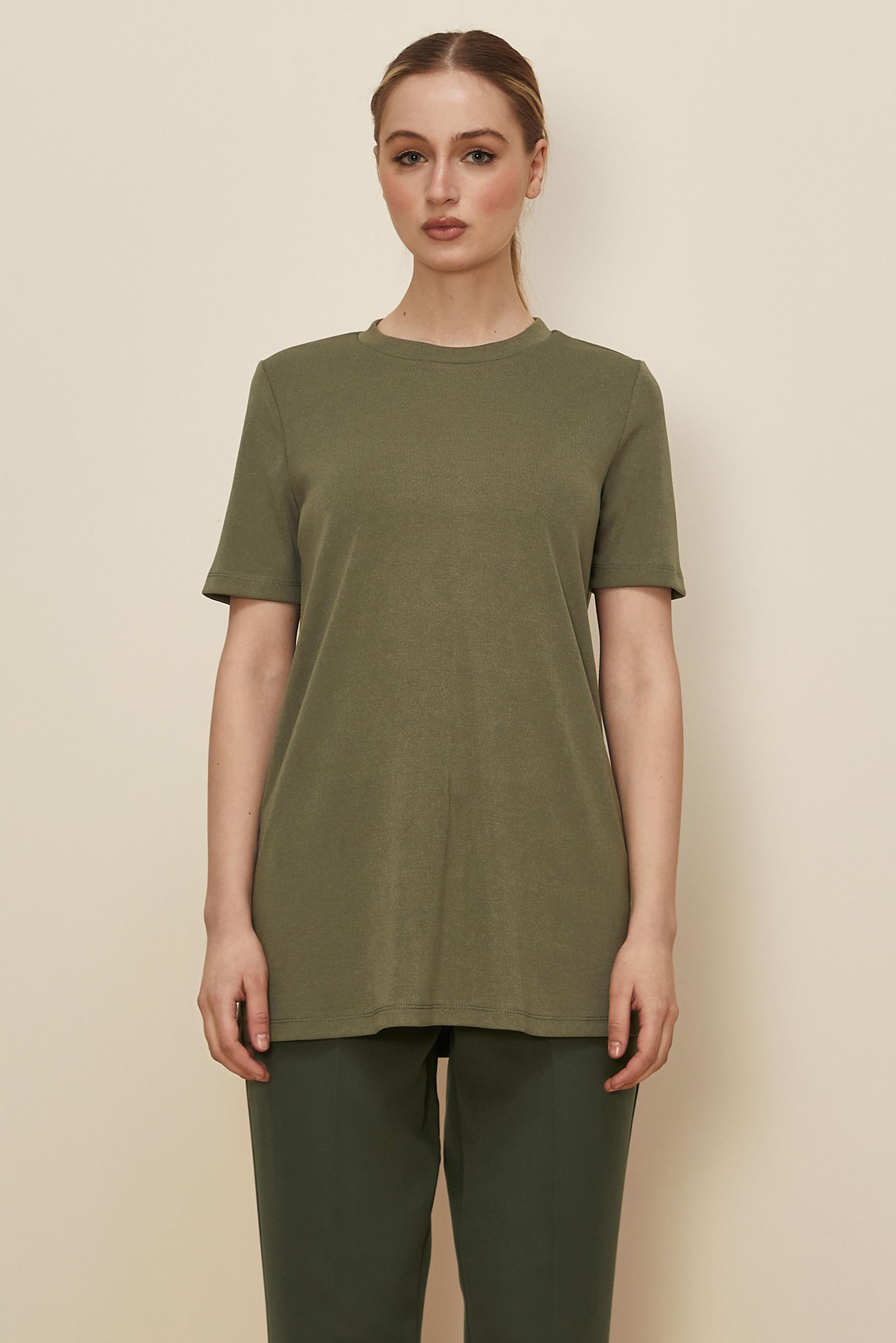 Tesettür giyim HAKİ KISA KOLLU TUNİK 46146