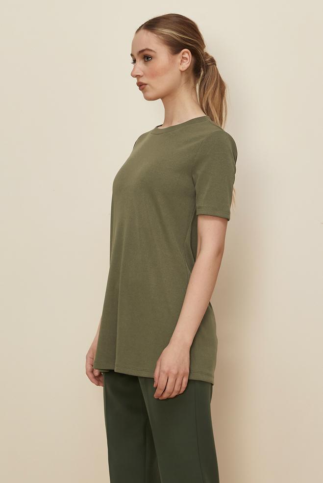 Tesettür giyim HAKİ KISA KOLLU TUNİK 46146 - ALVİNA