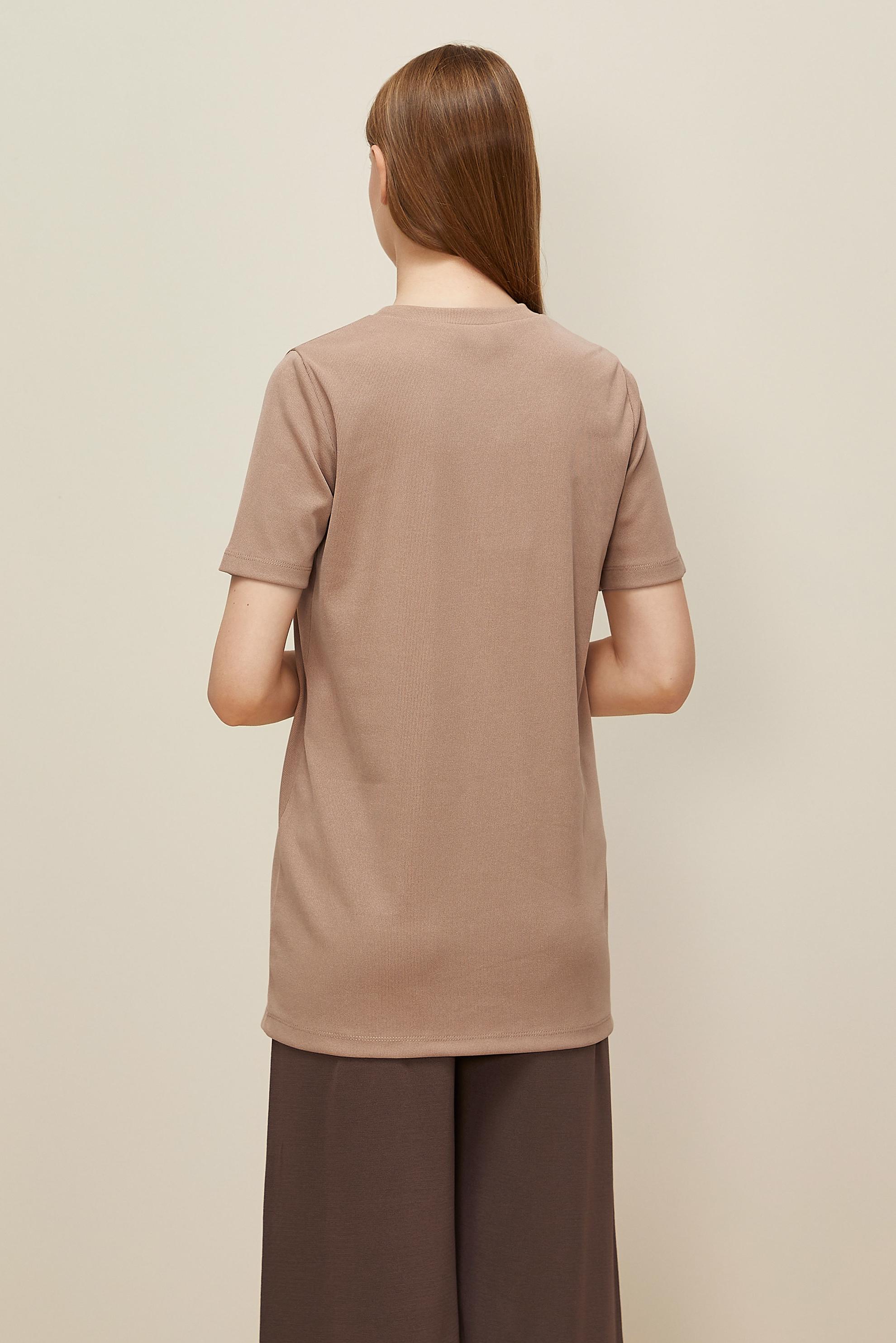 Tesettür giyim KUM KISA KOLLU TUNİK 46146