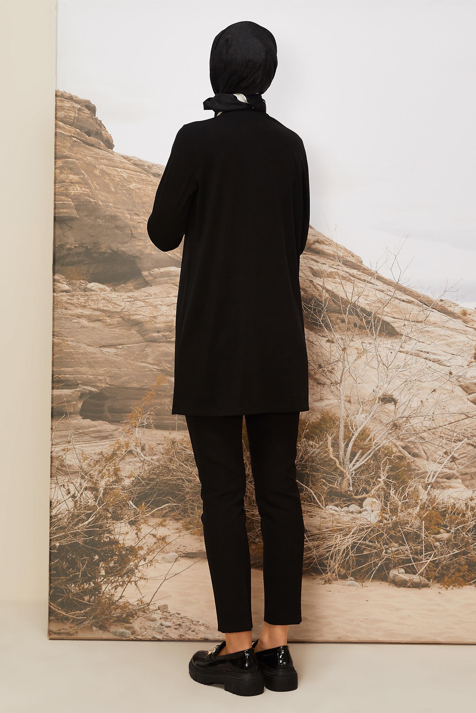 Tesettür giyim SİYAH DİK YAKA TUNİK 46147