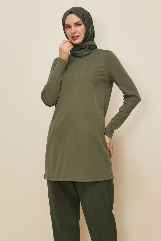 Tesettür giyim HAKİ 46147 8700 TUNİK 38-46 TEK 42 - ALVİNA