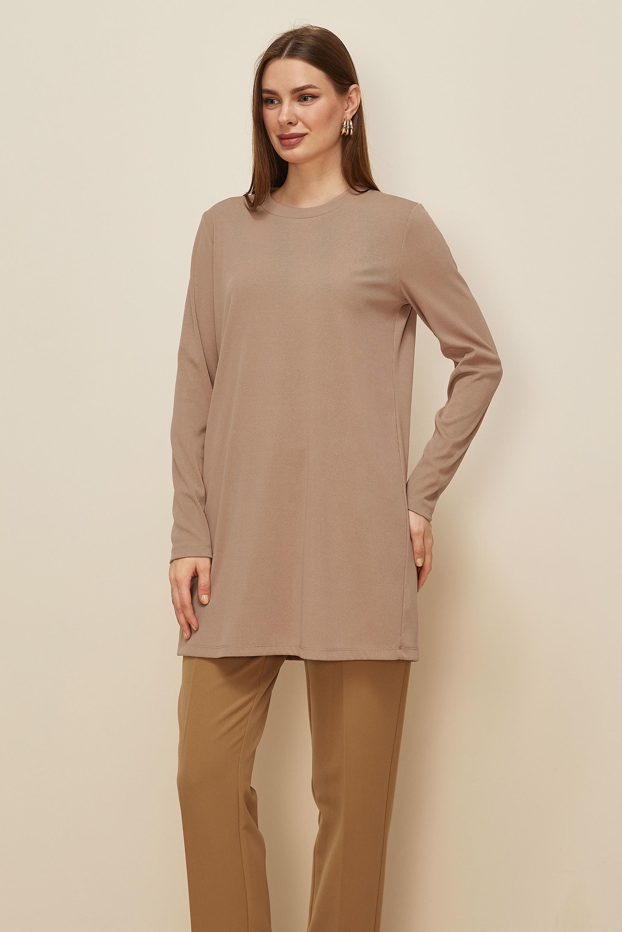 Tesettür giyim KUM DİK YAKA TUNİK 46147