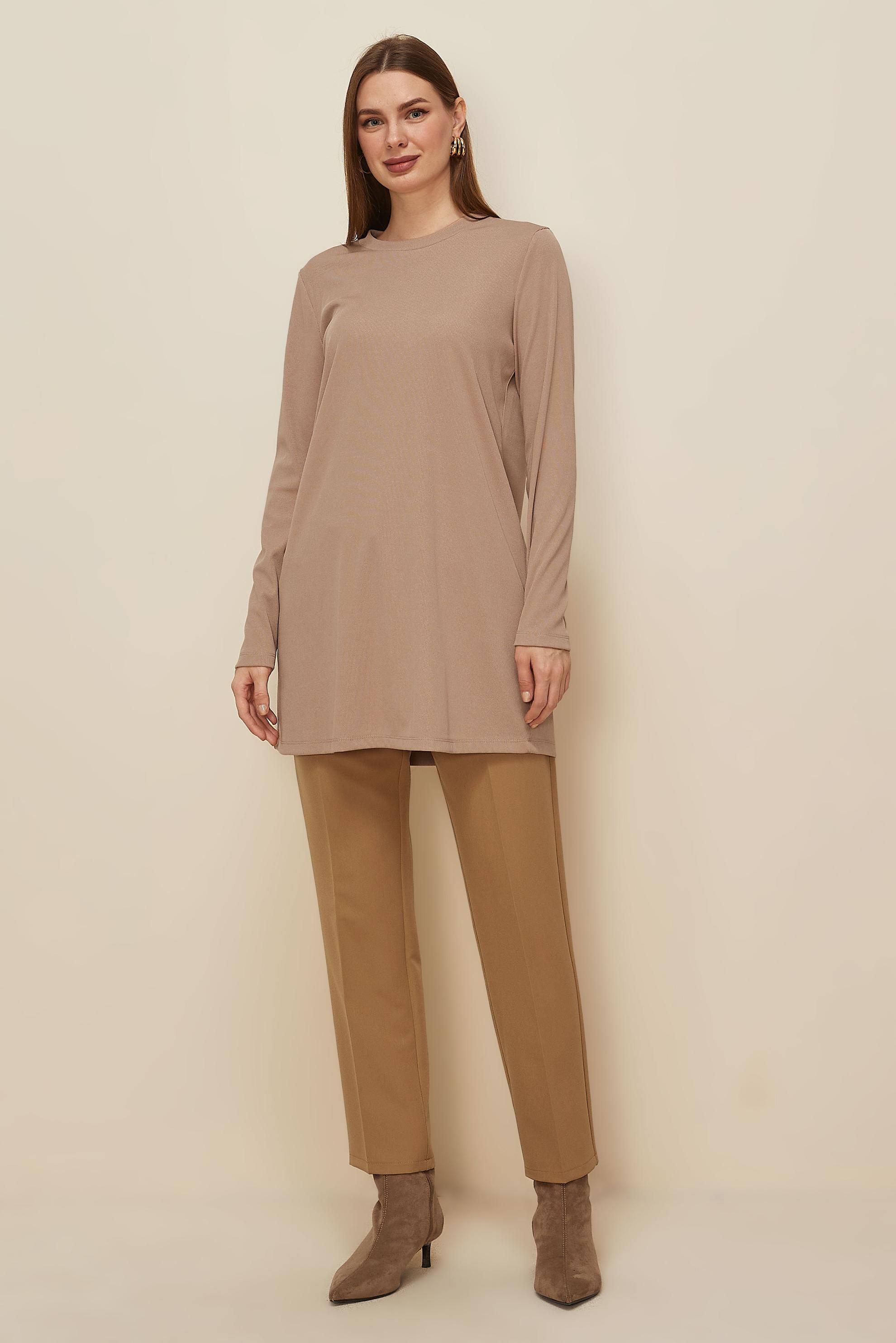 Tesettür giyim KUM DİK YAKA TUNİK 46147