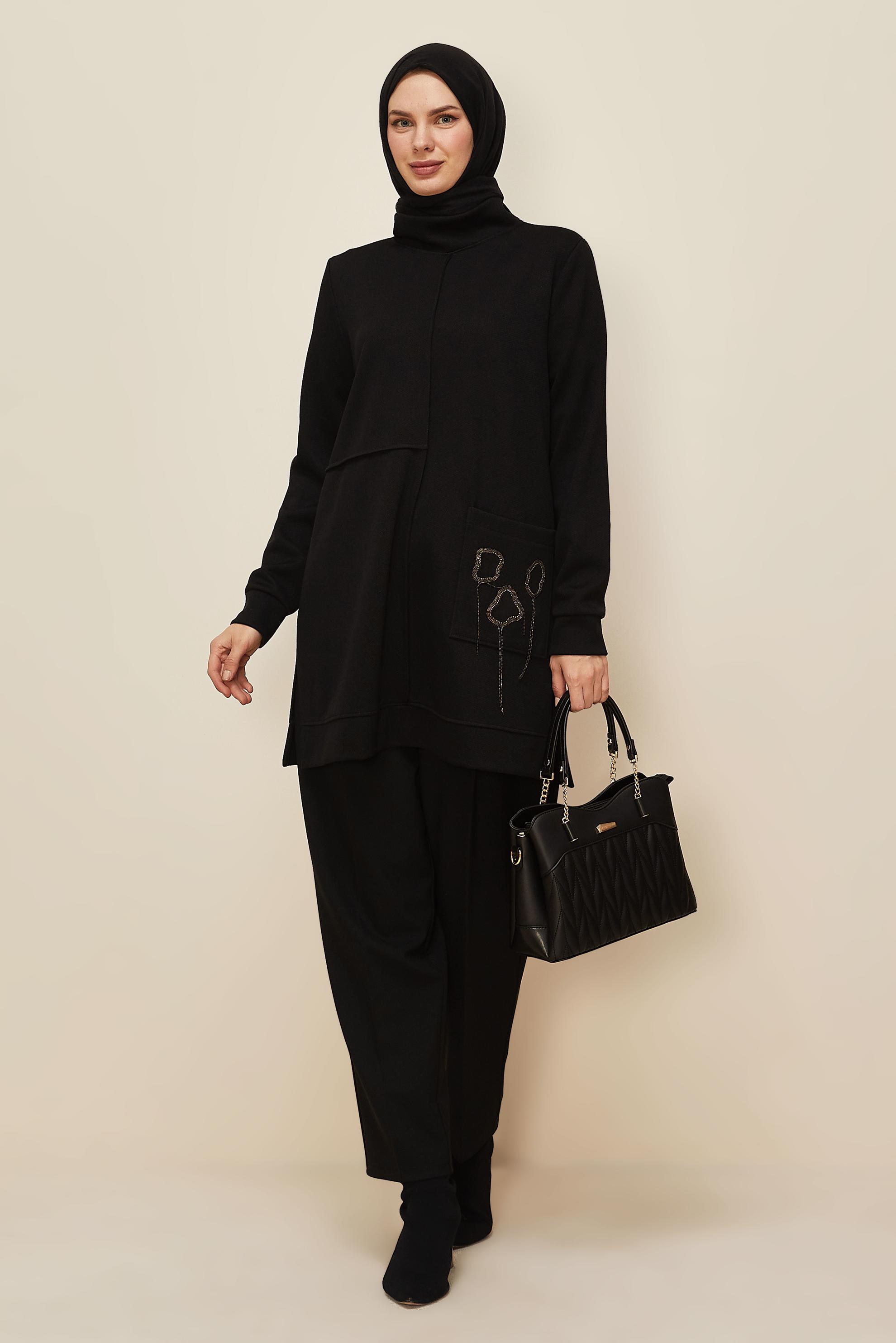 Hijab clothing BLACK TRACKSUIT TUNIC 46155