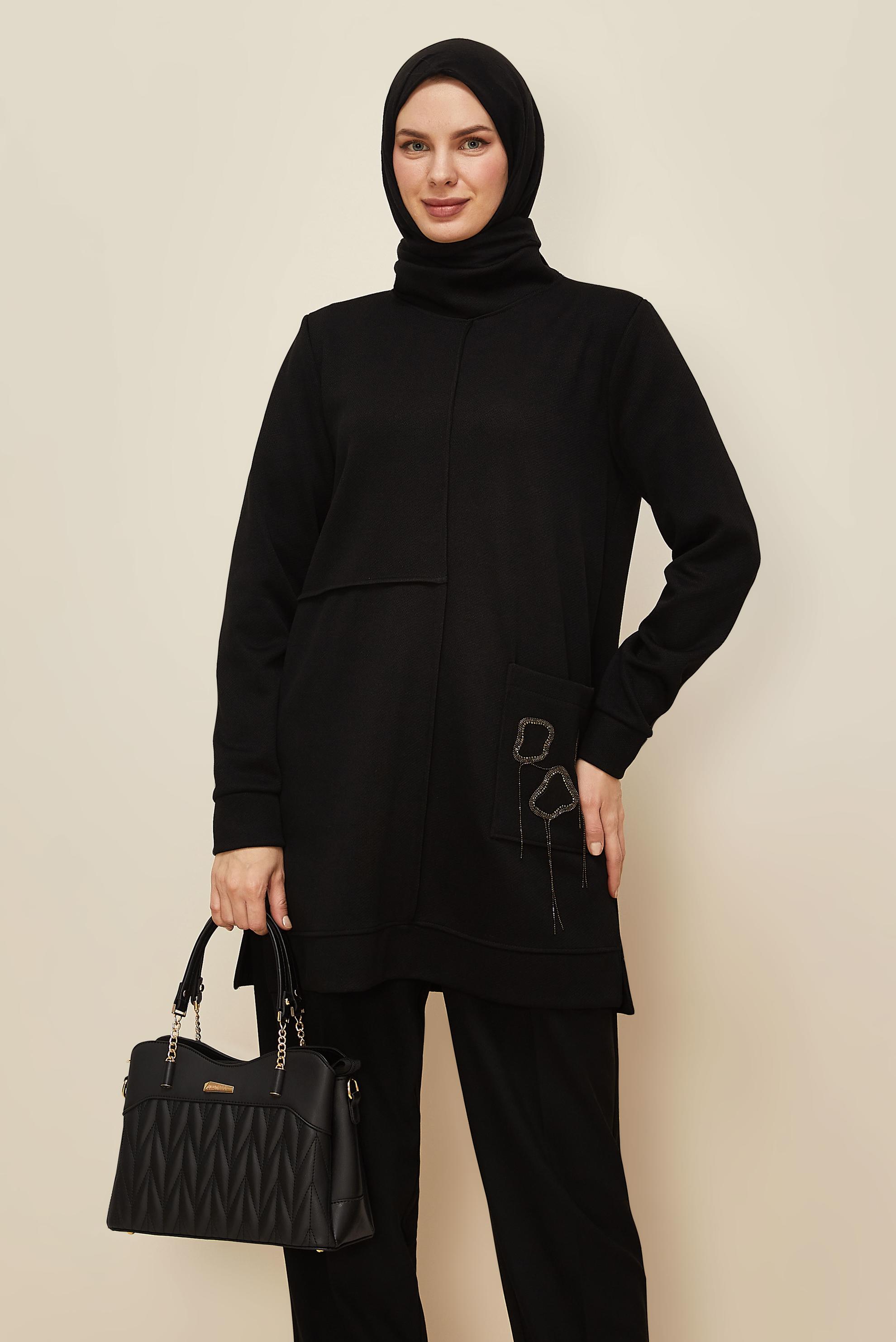 Hijab clothing BLACK TRACKSUIT TUNIC 46155