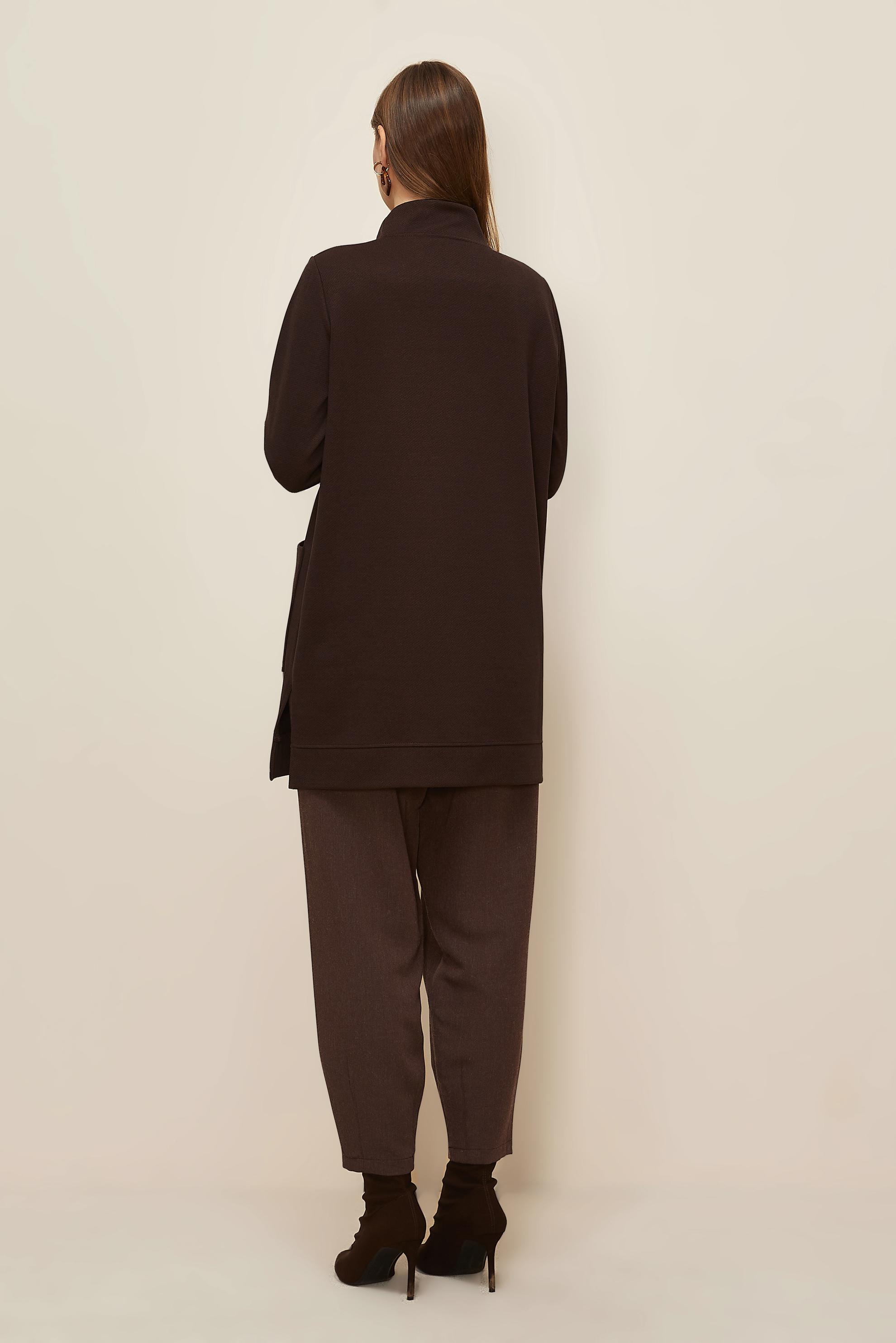 Tesettür giyim KAHVE BONCUK İŞLEMELİ EŞOFMAN TUNİK 46155