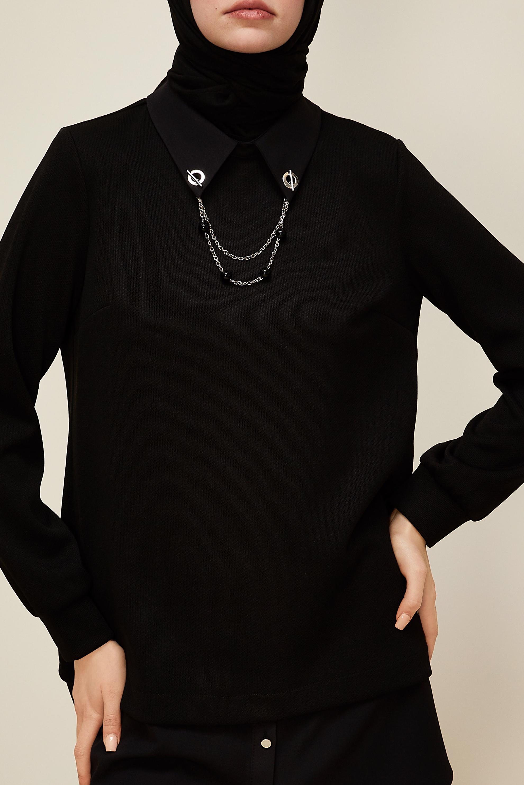 Hijab clothing BLACK CHAIN DETAILED TUNIC 46158