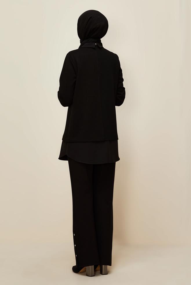 Hijab clothing BLACK CHAIN DETAILED TUNIC 46158 - ALVİNA