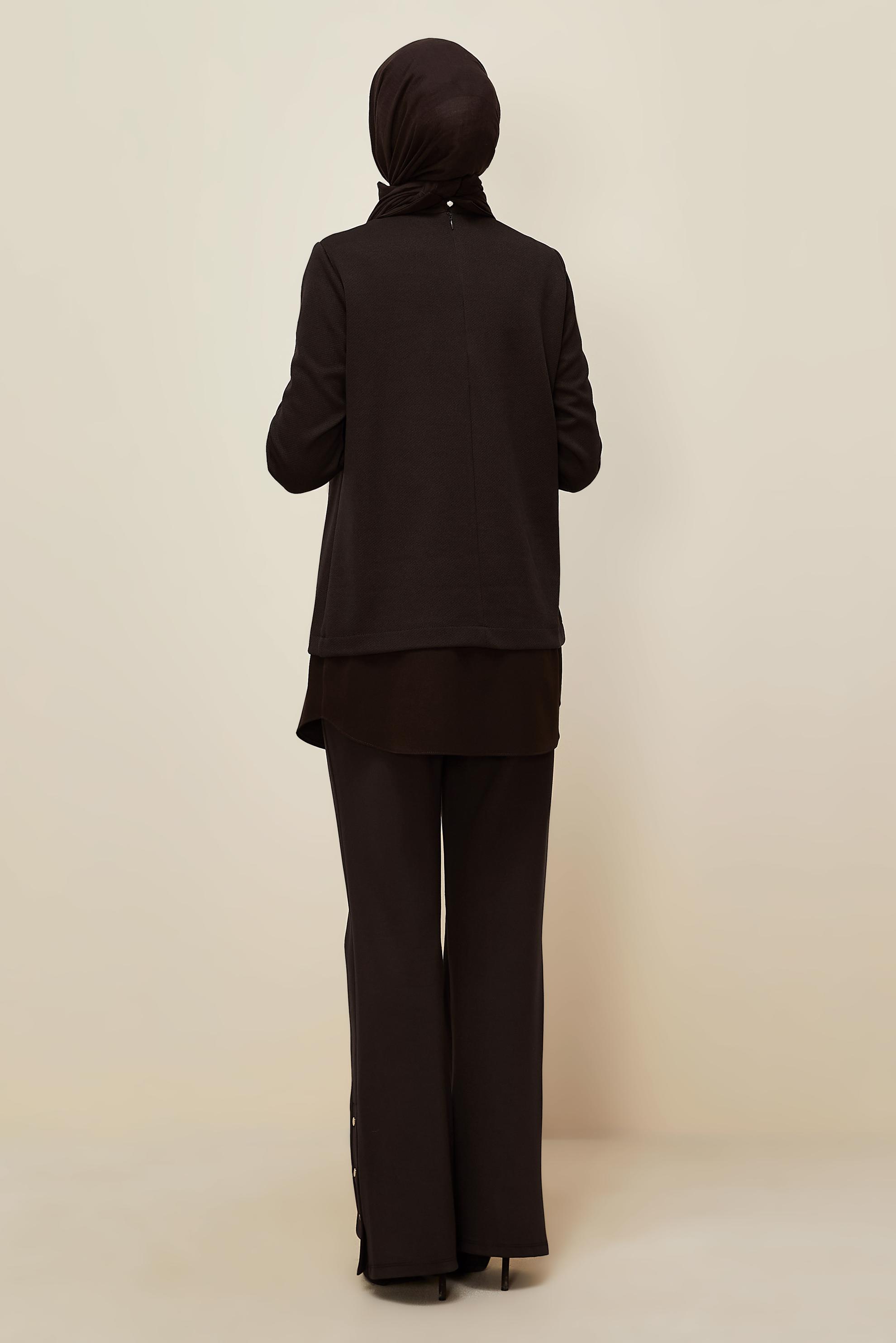 Tesettür giyim KAHVE ZİNCİR DETAYLI TUNİK 46158