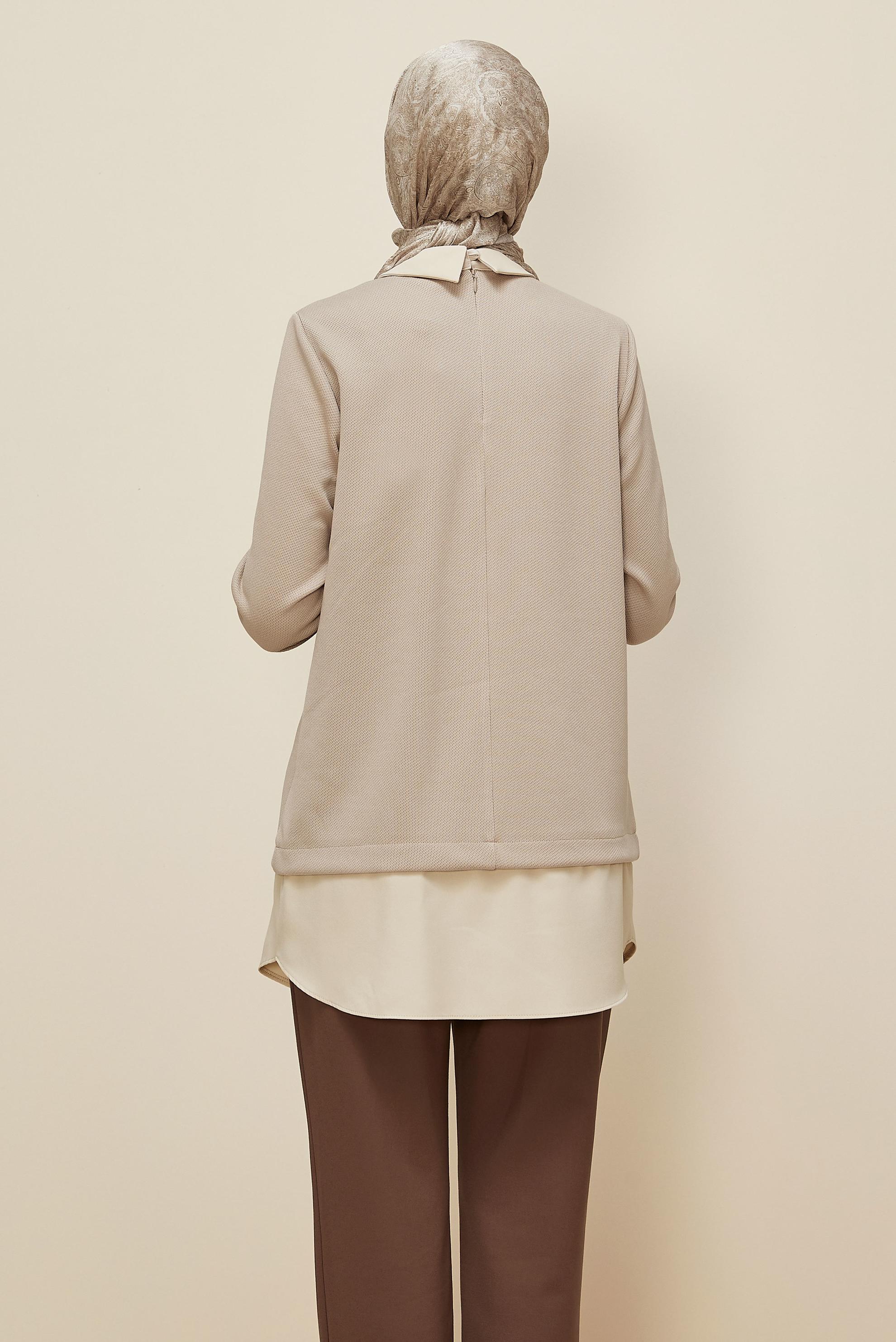 Tesettür giyim BEJ ZİNCİR DETAYLI TUNİK 46158