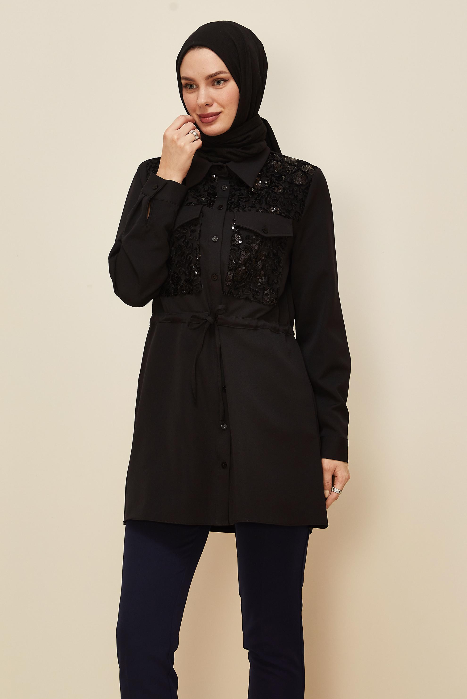 Hijab clothing BLACK SHIRT COLLAR TUNIC 46161