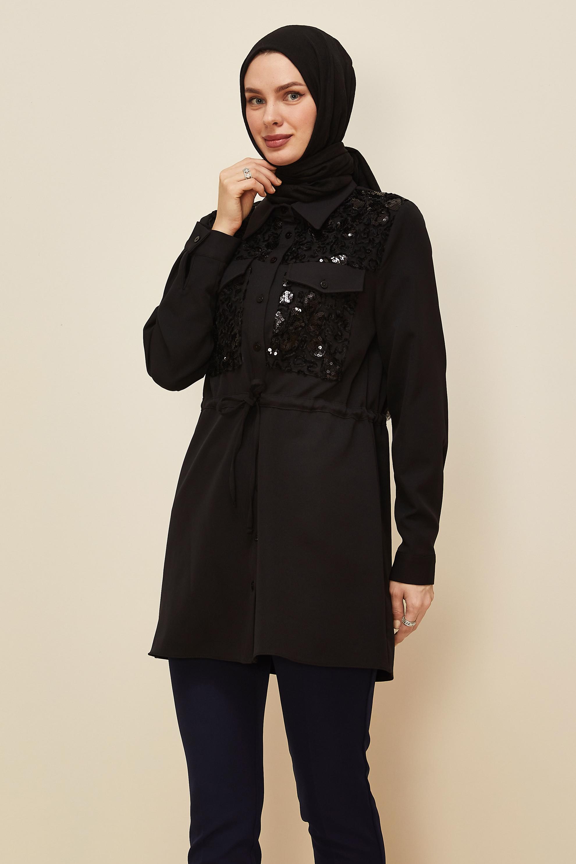 Hijab clothing BLACK SHIRT COLLAR TUNIC 46161