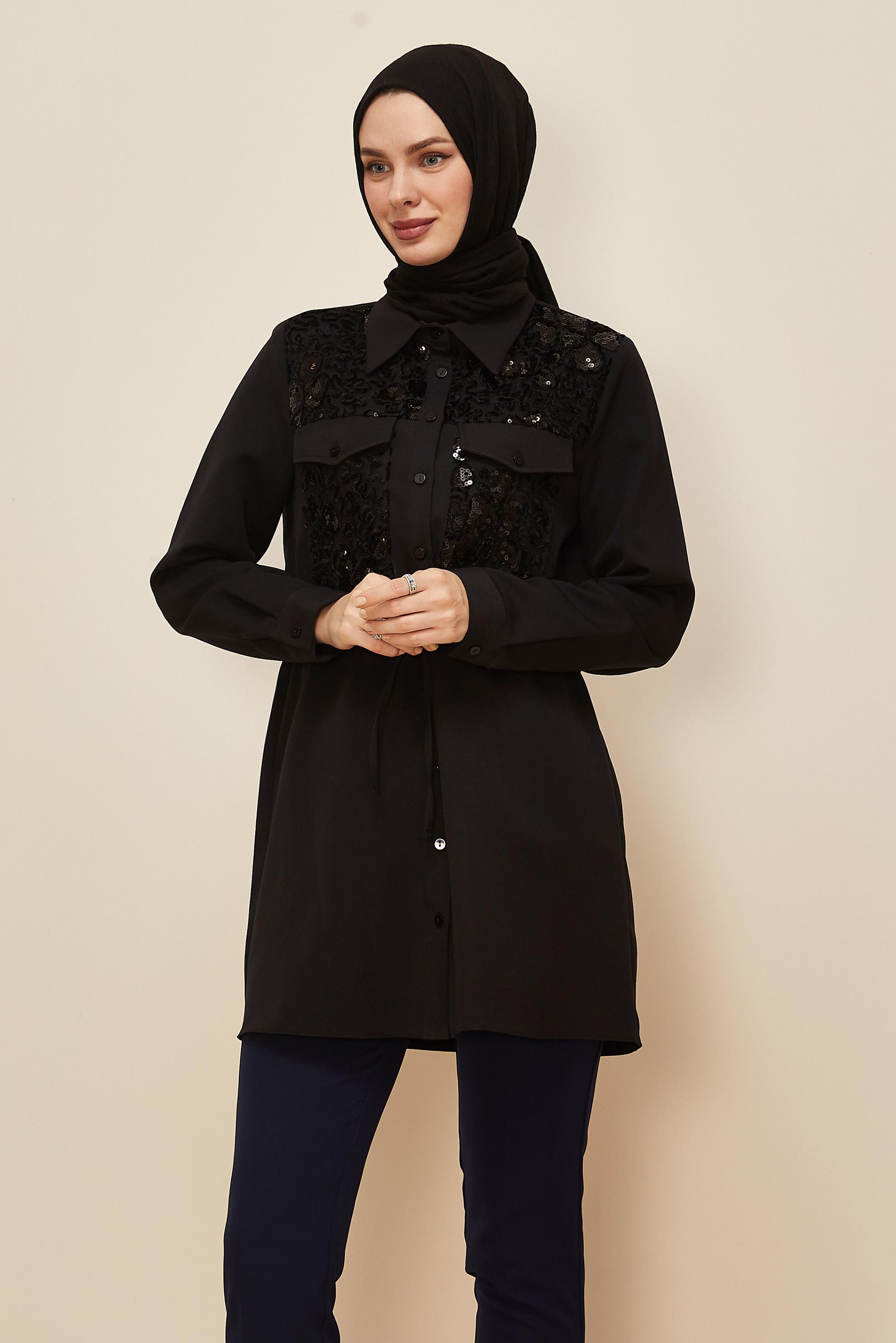 Hijab clothing BLACK SHIRT COLLAR TUNIC 46161