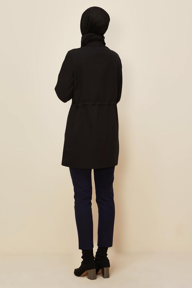Hijab clothing BLACK SHIRT COLLAR TUNIC 46161 - ALVİNA