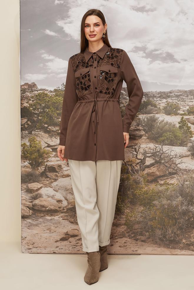 Hijab clothing MINK SHIRT COLLAR TUNIC 46161 - ALVİNA
