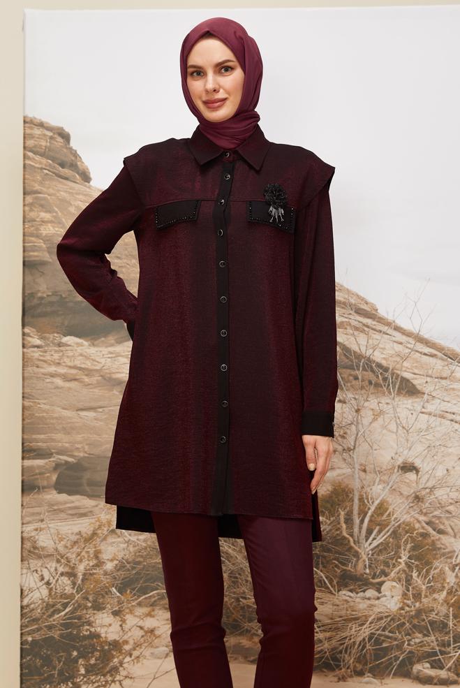 Hijab clothing CLARET RED 46166 1205 TUNİK 38-44 TEK 40 - ALVİNA