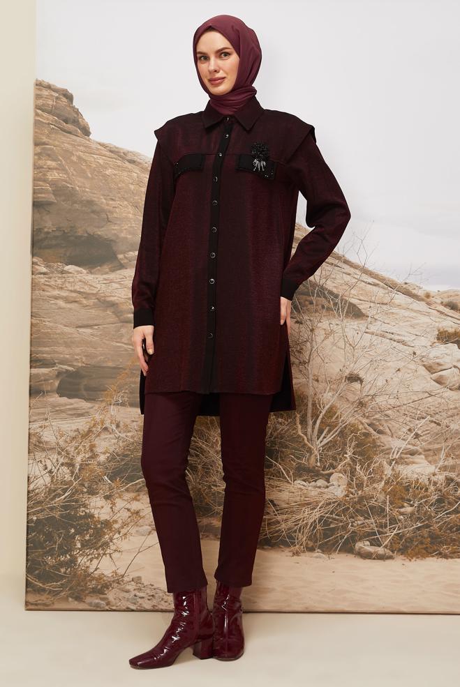 Hijab clothing CLARET RED 46166 1205 TUNİK 38-44 TEK 40 - ALVİNA