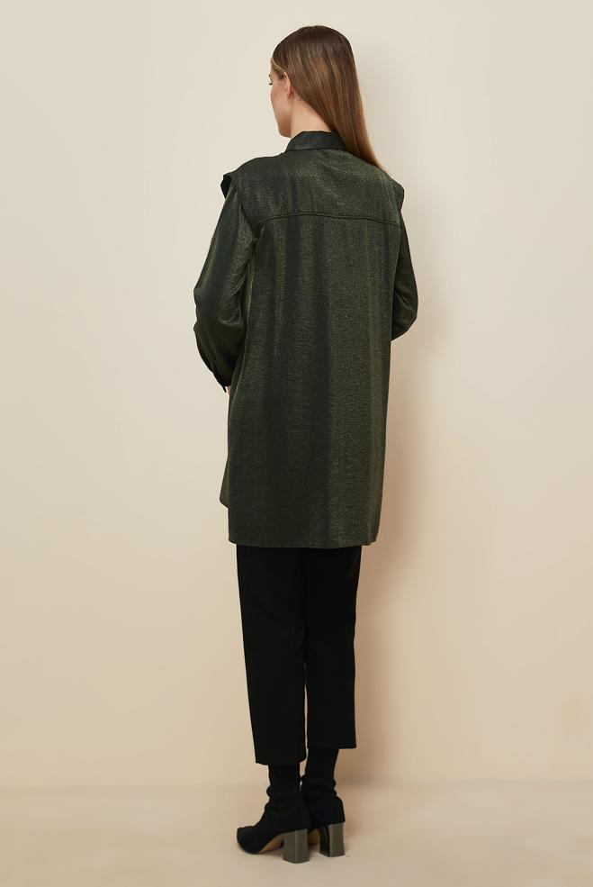 Hijab clothing KHAKI  BROOCH DETAILED SHIRT TUNIC 46166 - ALVİNA