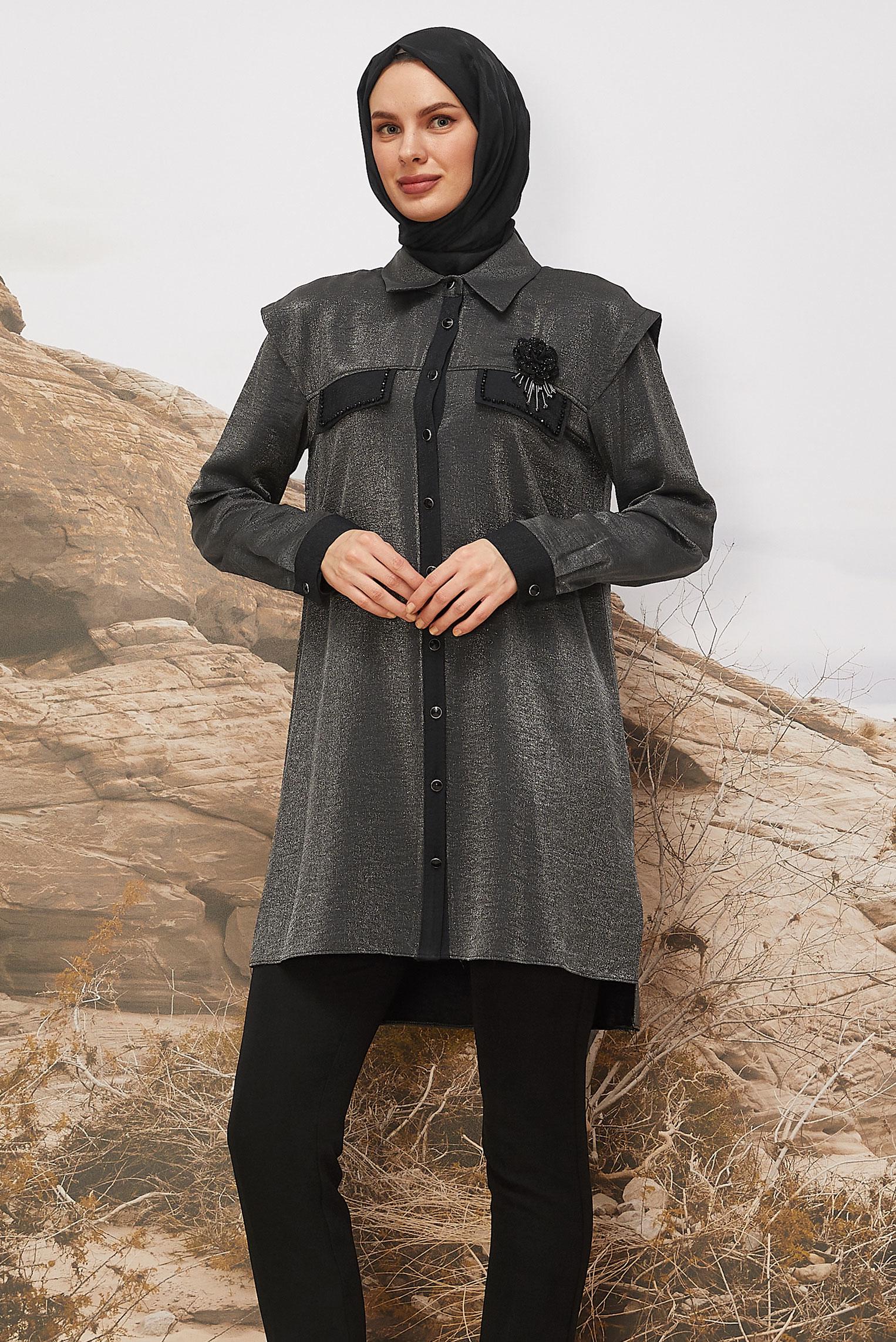 Hijab clothing GREY 46166 1205 TUNİK 38-44 TEK 40