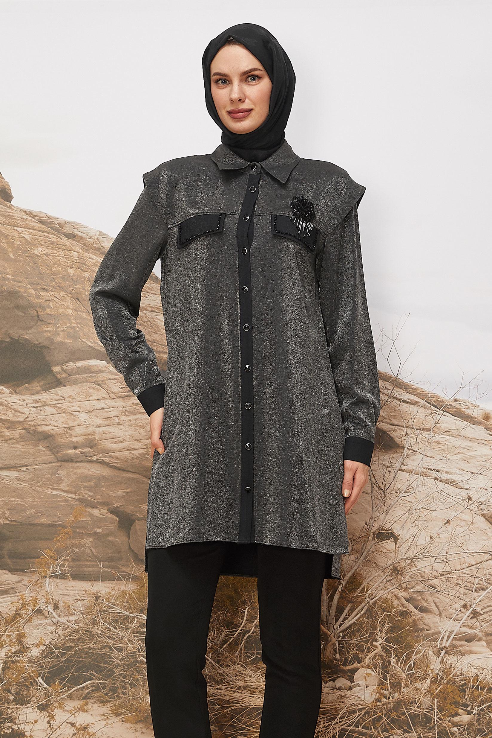 Hijab clothing GREY 46166 1205 TUNİK 38-44 TEK 40