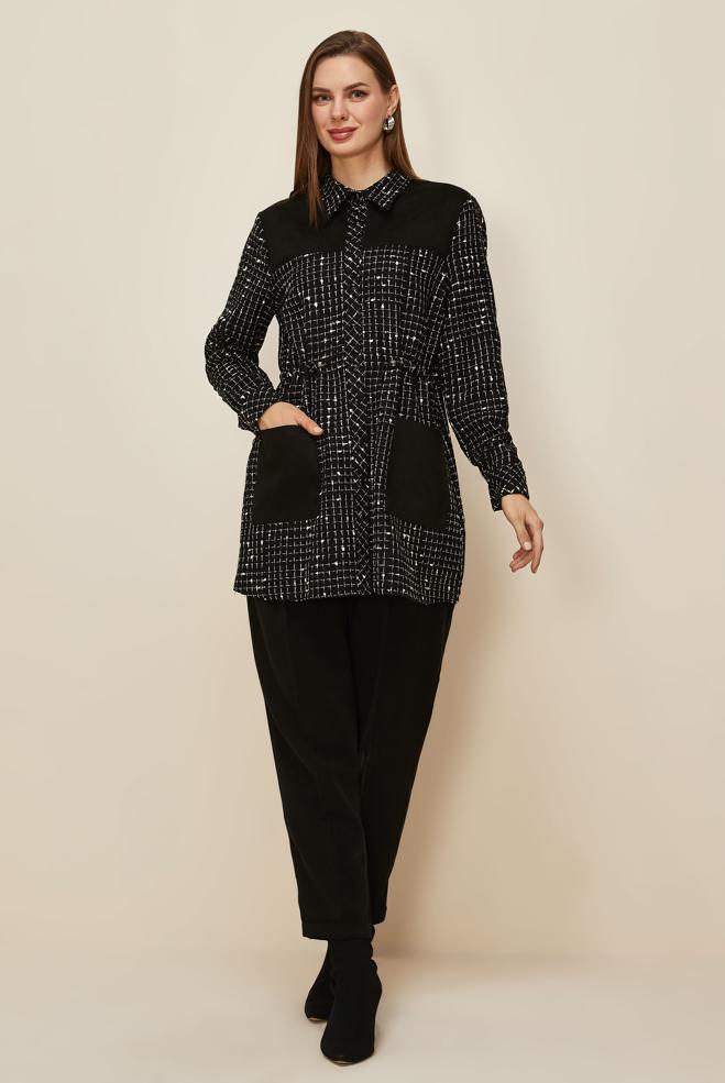 Hijab clothing BLACK 46175 NO:92 TUNİK 38-44 TEK 40 - ALVİNA