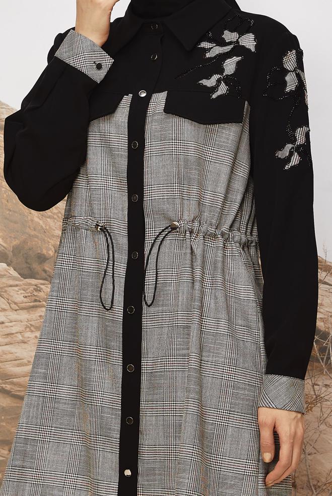 Tesettür giyim SİYAH 46176-1 G-885 TUNİK 40-46 - ALVİNA