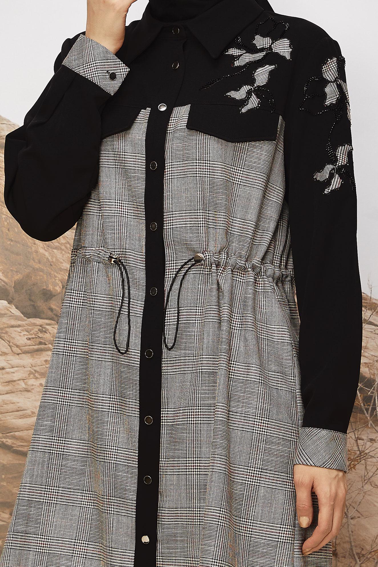 Tesettür giyim SİYAH 46176-1 G-885 TUNİK 40-46