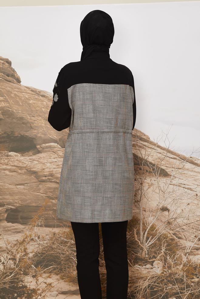 Tesettür giyim SİYAH 46176-1 G-885 TUNİK 40-46 - ALVİNA