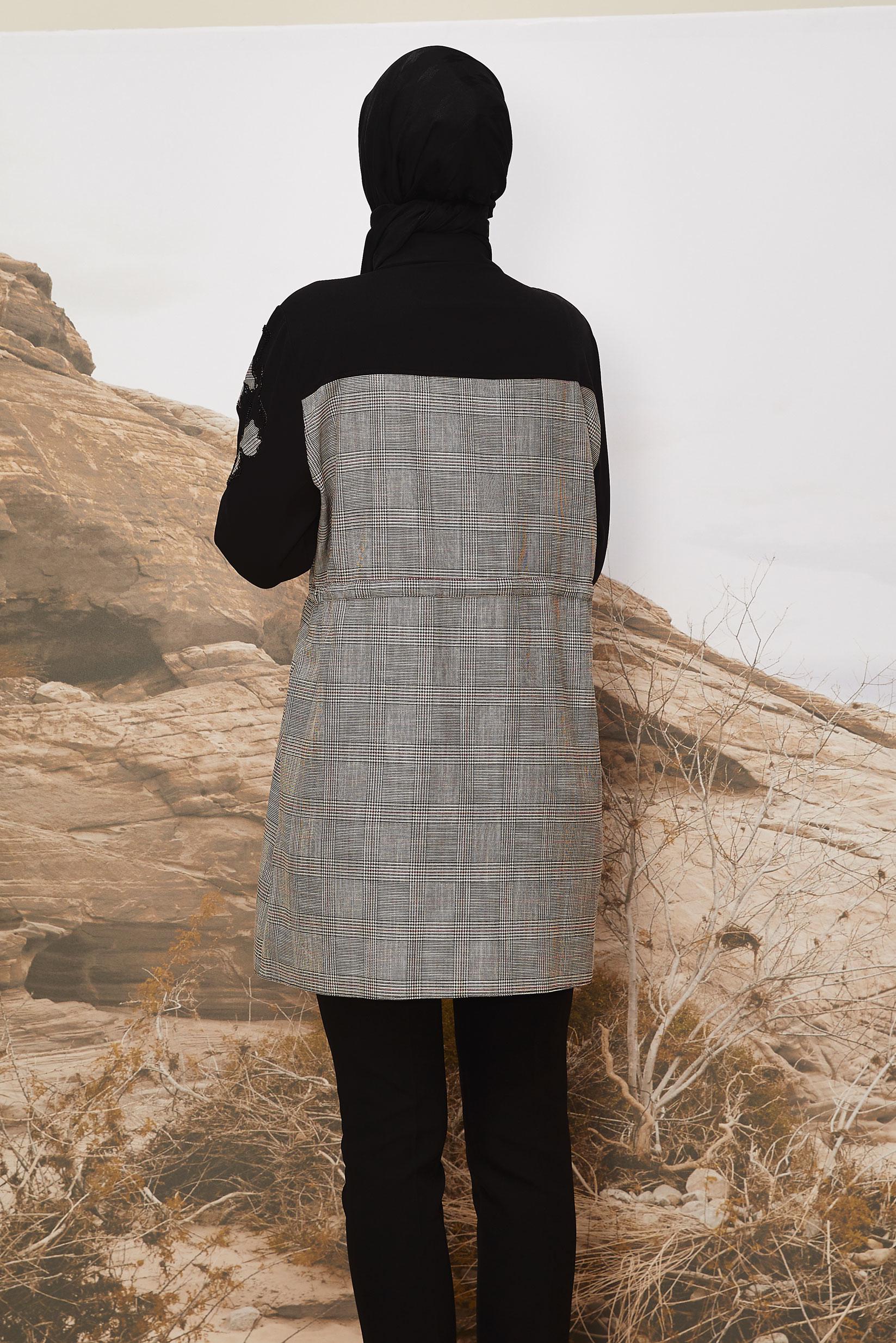 Tesettür giyim SİYAH 46176-1 G-885 TUNİK 40-46