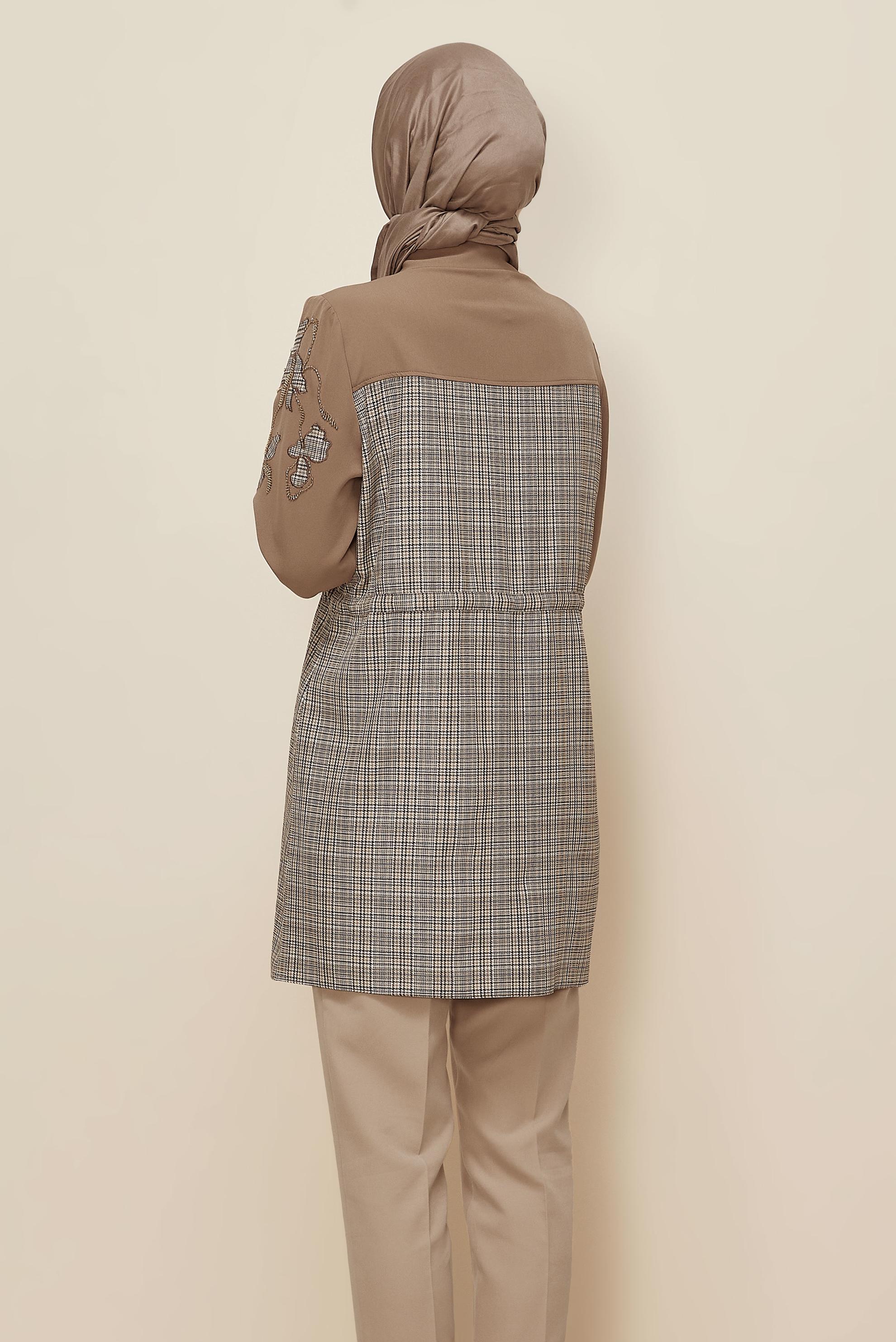 Tesettür giyim LACİVERT 46176 SEUL EKOSE TUNİK 40-46 TEK 38