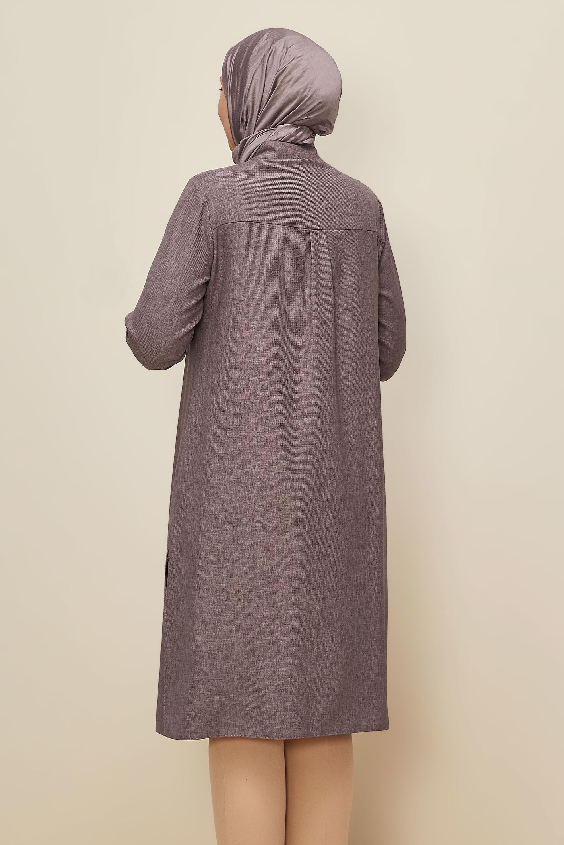 Tesettür giyim MOR GÖMLEK YAKA TUNİK 46190