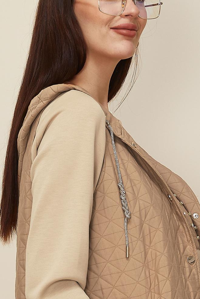 Tesettür giyim KAHVE KAPİTONE YELEKLİ TUNİK 46197 - ALVİNA