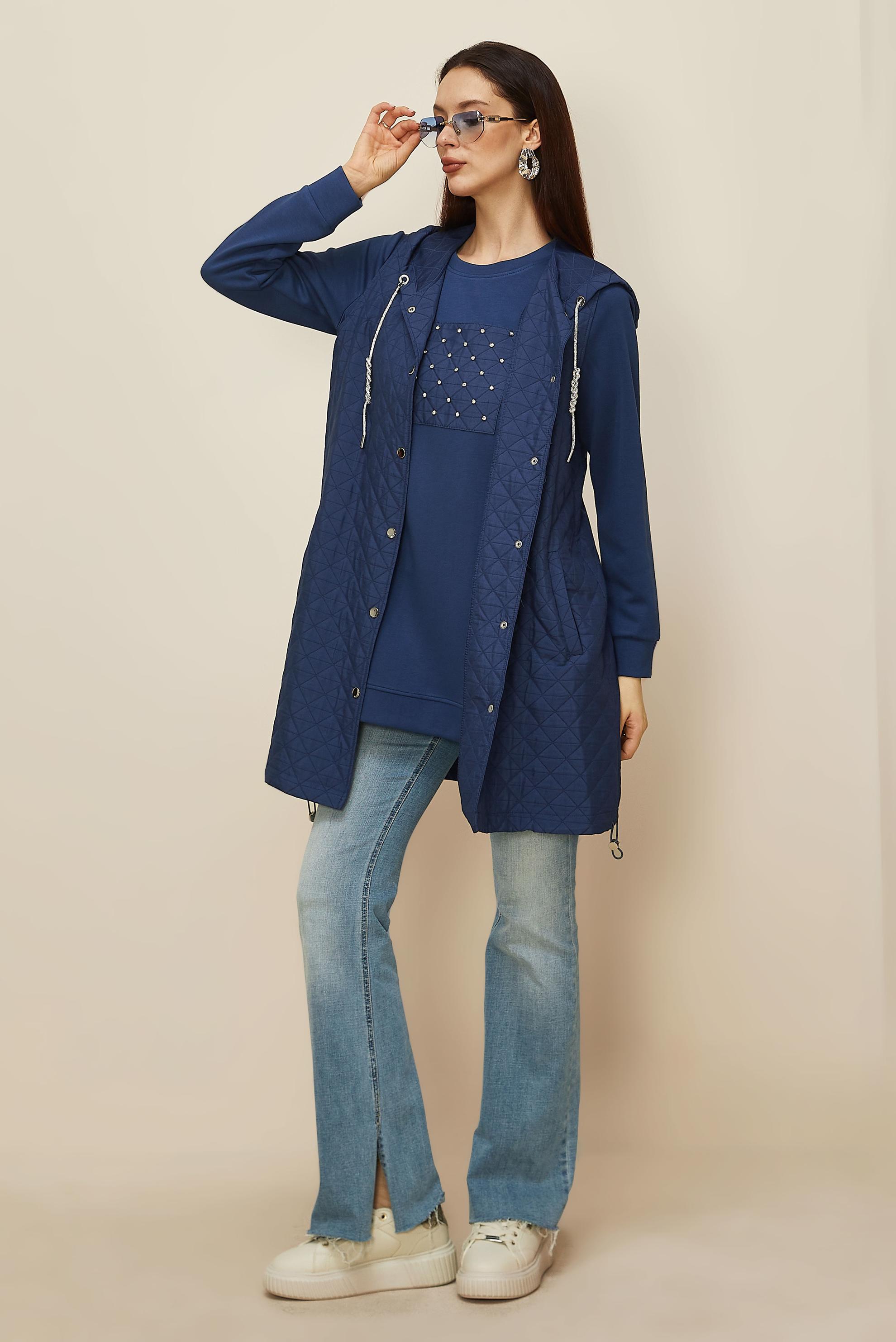 Hijab clothing NAVY BLUE QUILTED VEST WITH TUNIC 46197