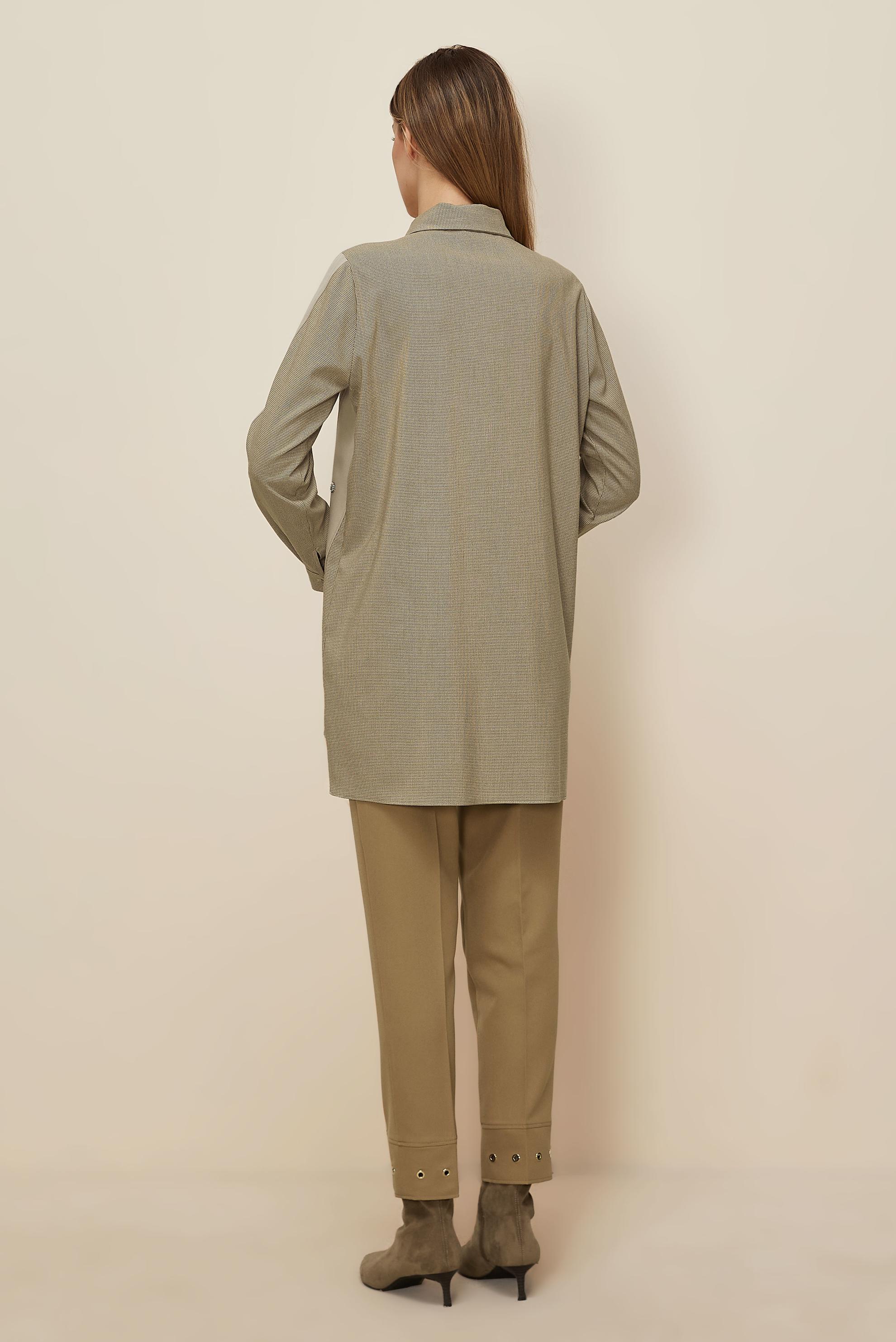 Tesettür giyim KAHVE GÖMLEK YAKA TUNİK 46199