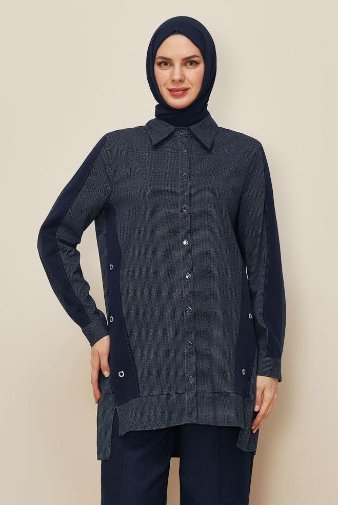 Tesettür giyim LACİVERT 46199 KLİKYA TUNİK 38-44 TEK 40 - ALVİNA