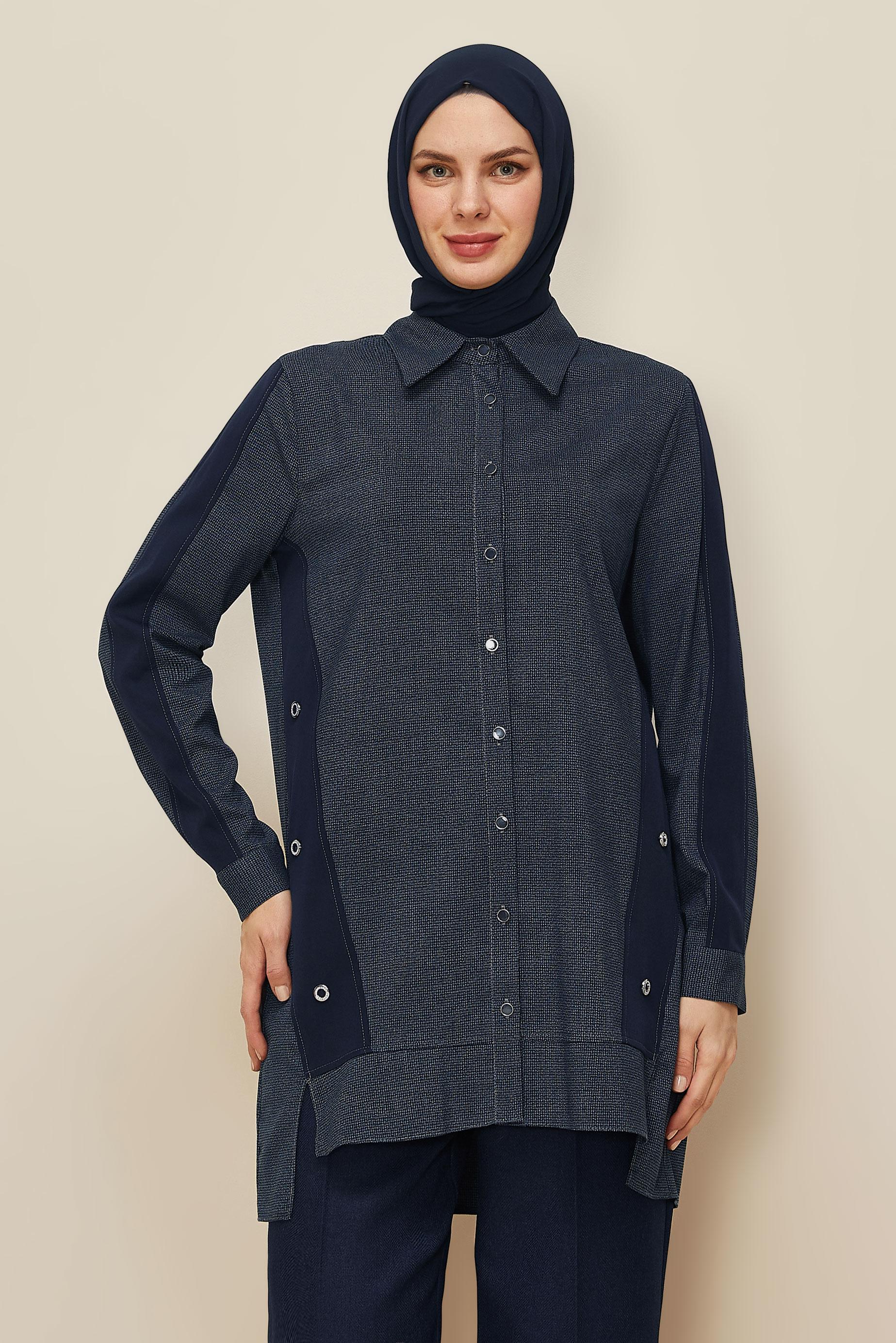 Tesettür giyim LACİVERT 46199 KLİKYA TUNİK 38-44 TEK 40