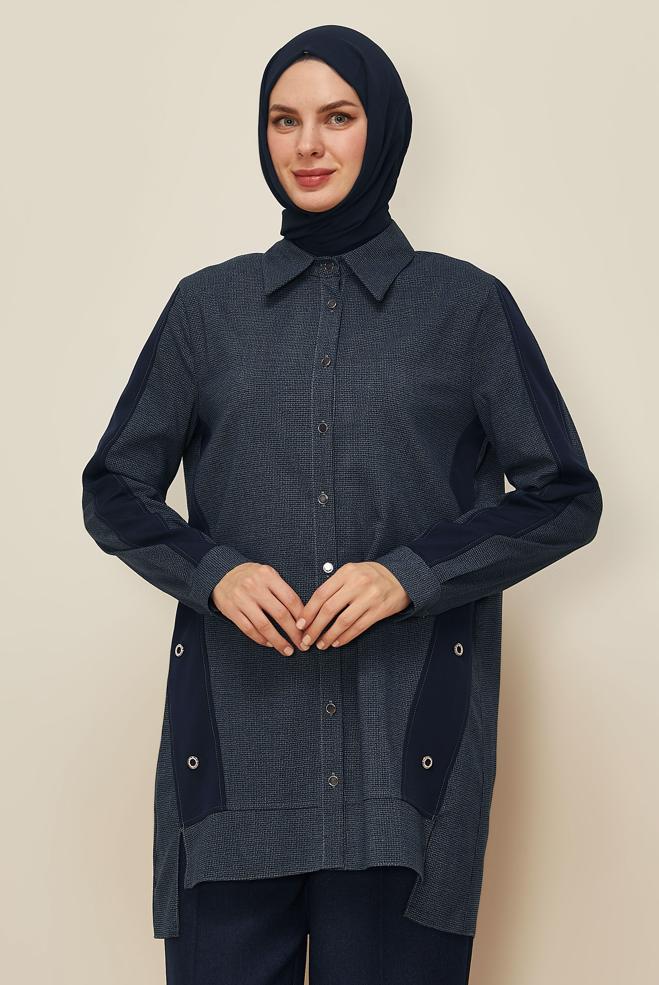 Tesettür giyim LACİVERT 46199 KLİKYA TUNİK 38-44 TEK 40 - ALVİNA