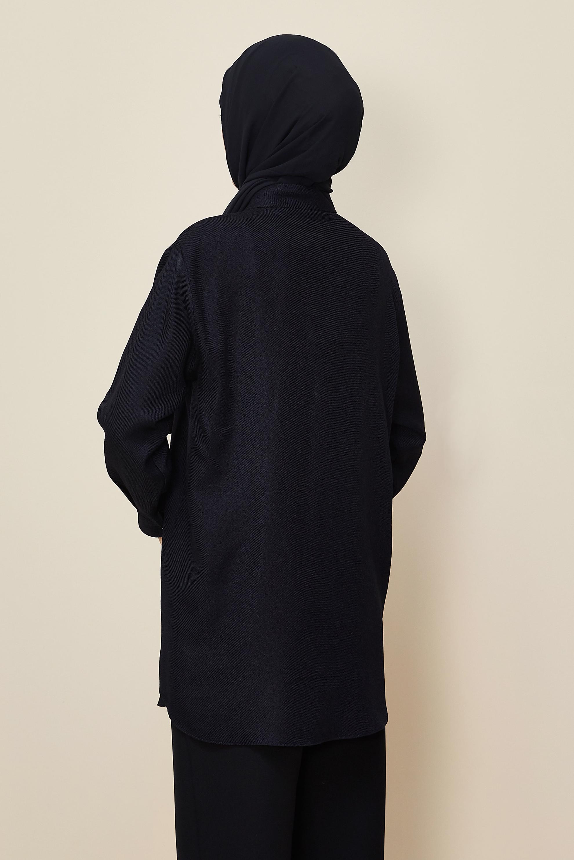 Tesettür giyim LACİVERT GÖMLEK YAKA TUNİK 46200