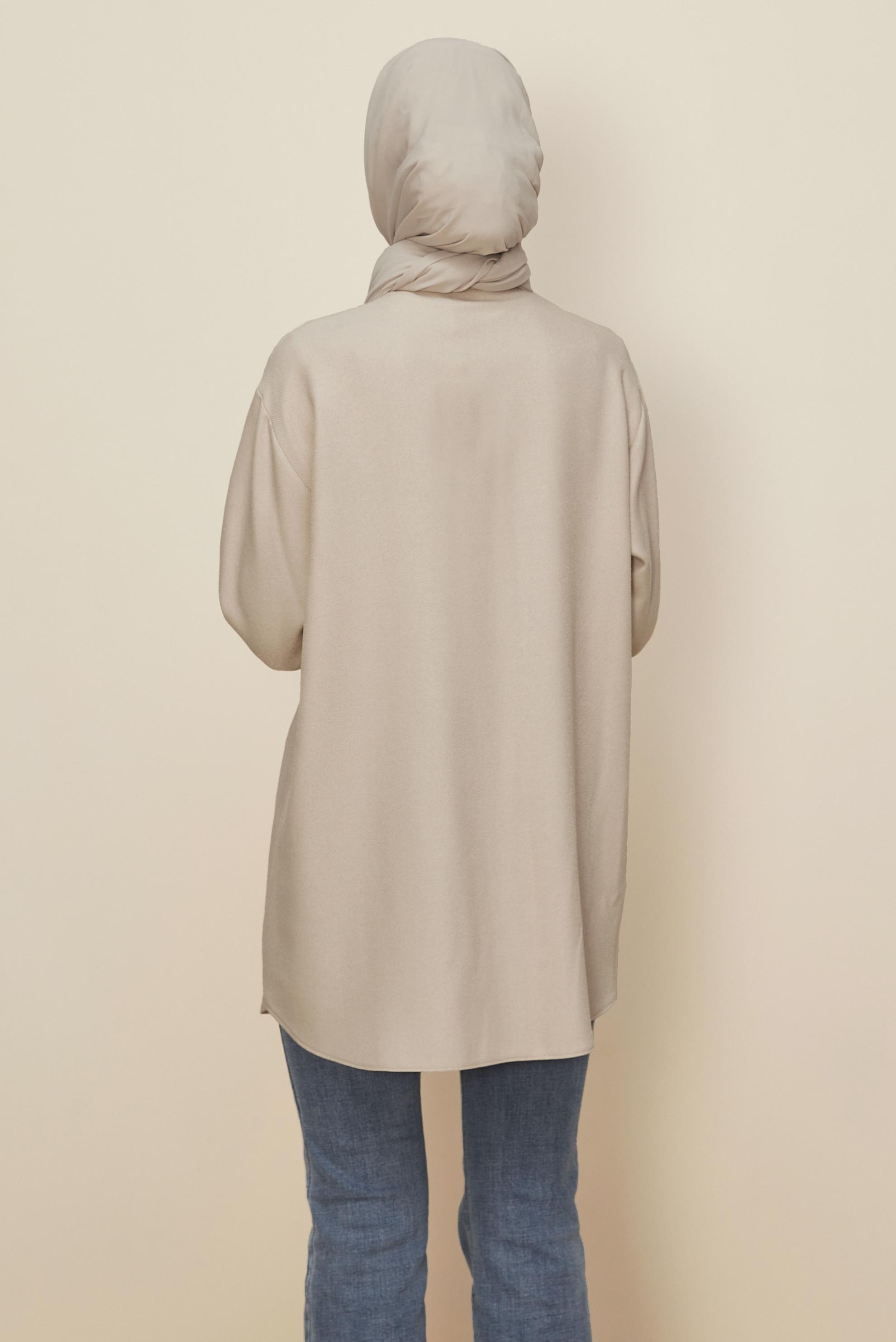 Tesettür giyim EKRU CEP DETAYLI TUNİK 46200